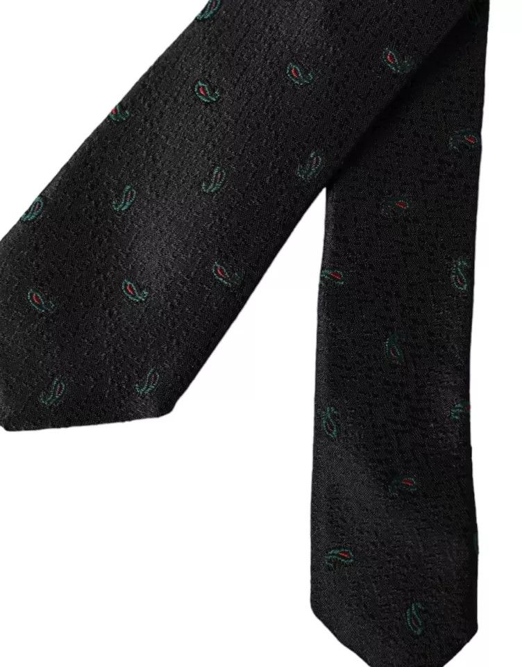 Dolce & Gabbana Black Fantasy 100% Silk Adjustable Men Men's Tie Size ONE SIZE - 4 Thumbnail