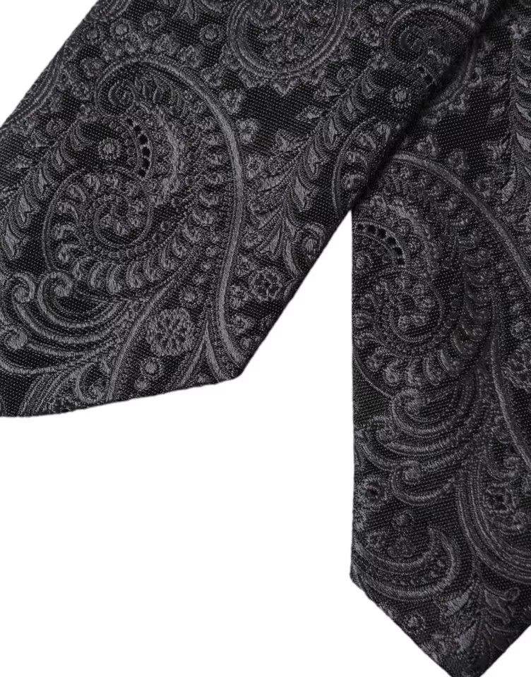 Dolce & Gabbana Gray Patterned 100% Silk Adjustable Men Men's Tie Size ONE SIZE - 3 Thumbnail