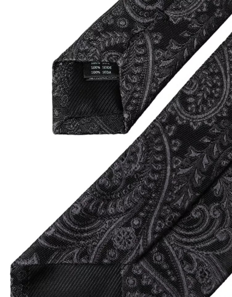 Dolce & Gabbana Gray Patterned 100% Silk Adjustable Men Men's Tie Size ONE SIZE - 5 Thumbnail