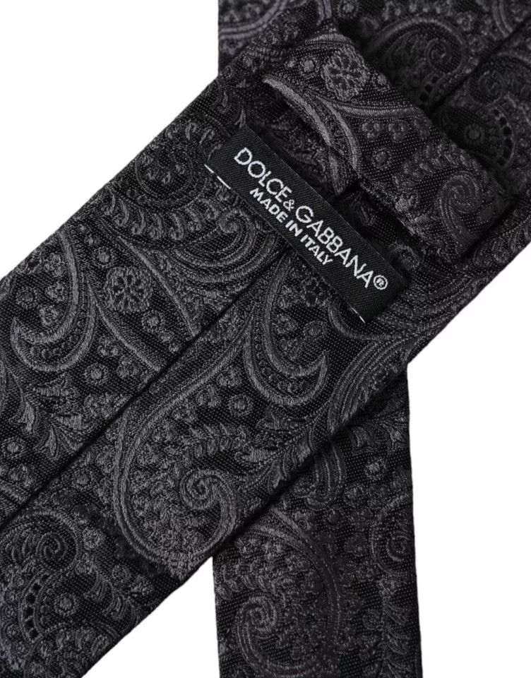 Dolce & Gabbana Gray Patterned 100% Silk Adjustable Men Men's Tie Size ONE SIZE - 2 Thumbnail