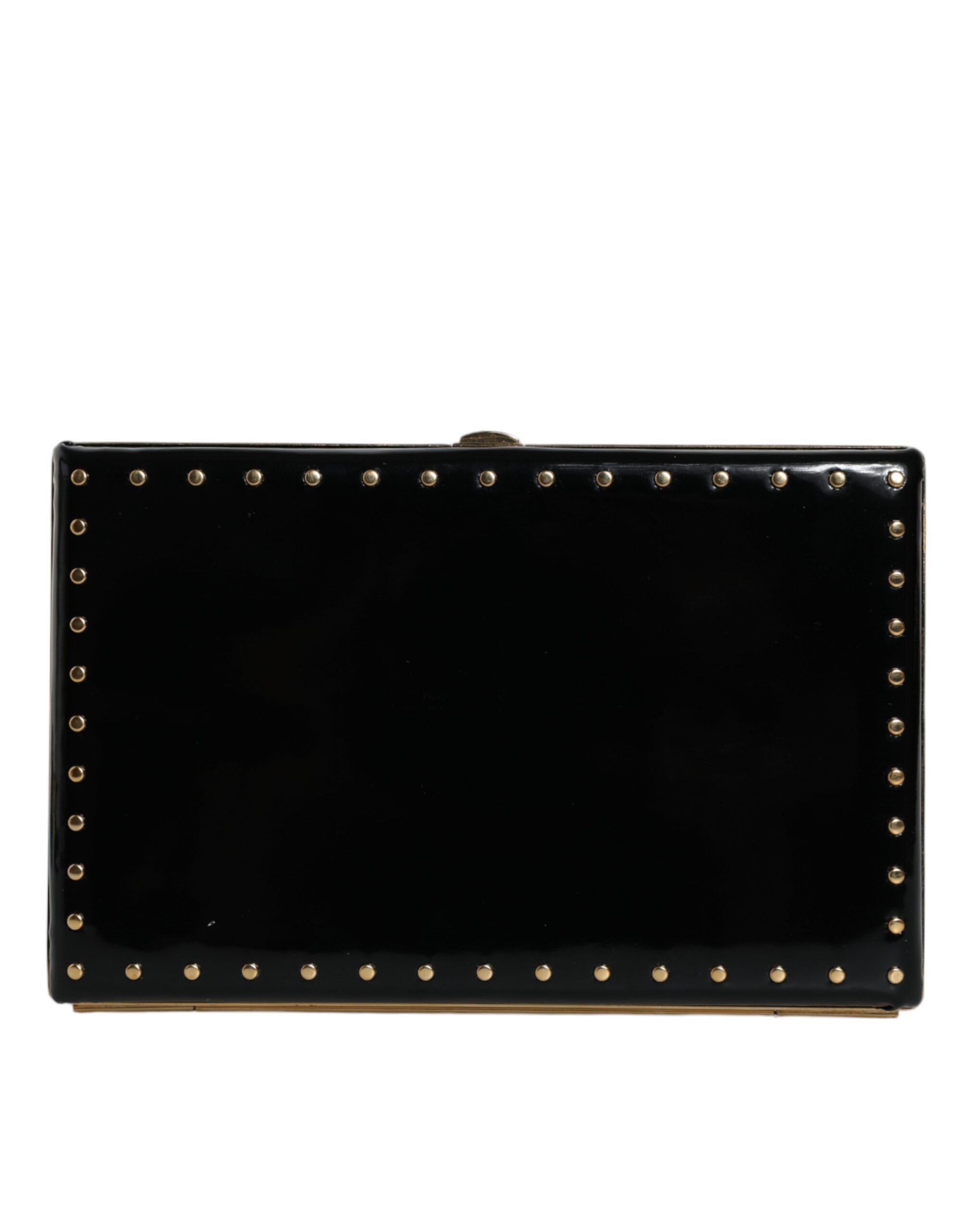 Dolce & Gabbana Black Leather Studs Gold Frame Clutch Evening Purse Women's Size ONE SIZE - 3 Thumbnail