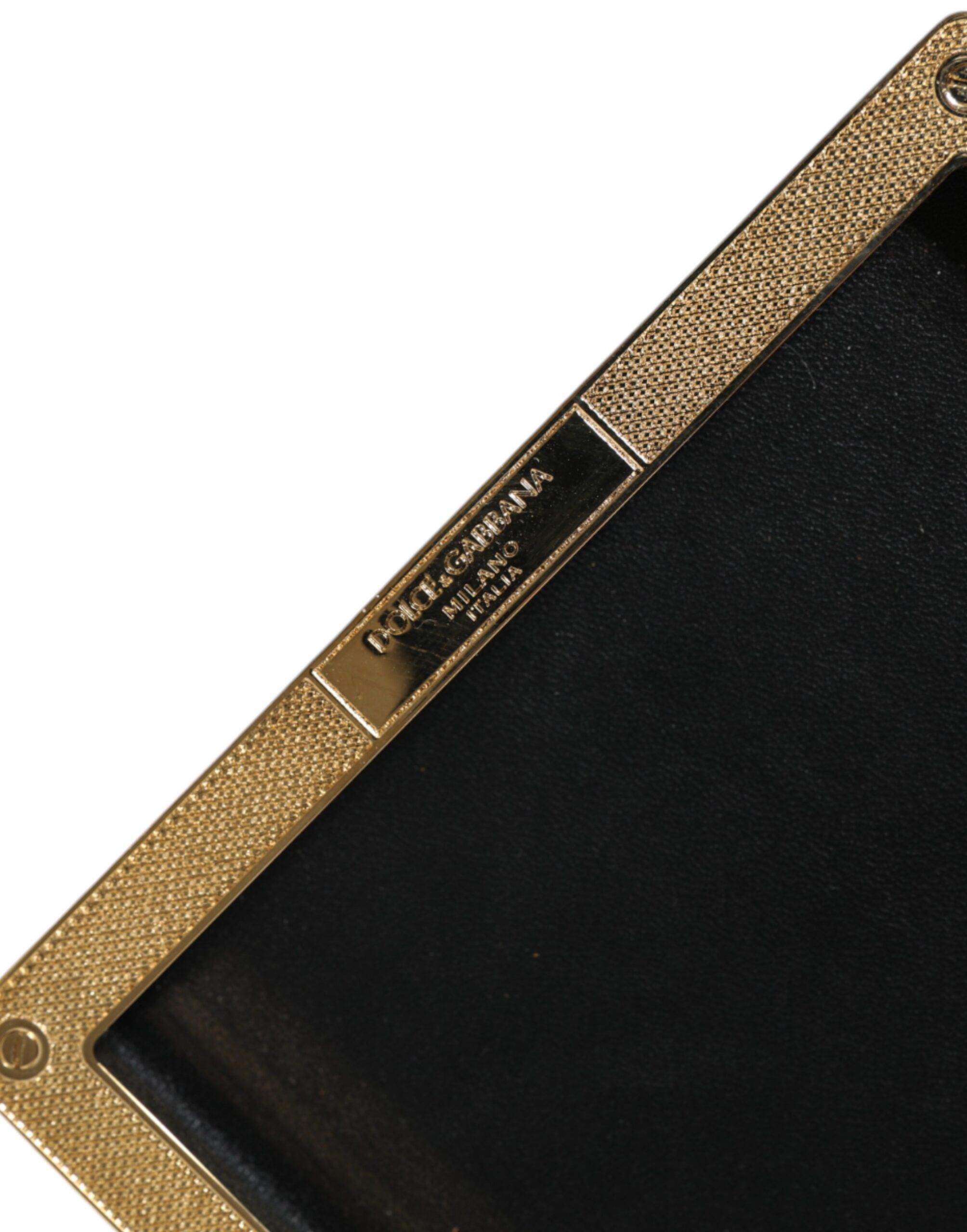 Dolce & Gabbana Black Leather Studs Gold Frame Clutch Evening Purse Women's Size ONE SIZE - 5 Thumbnail