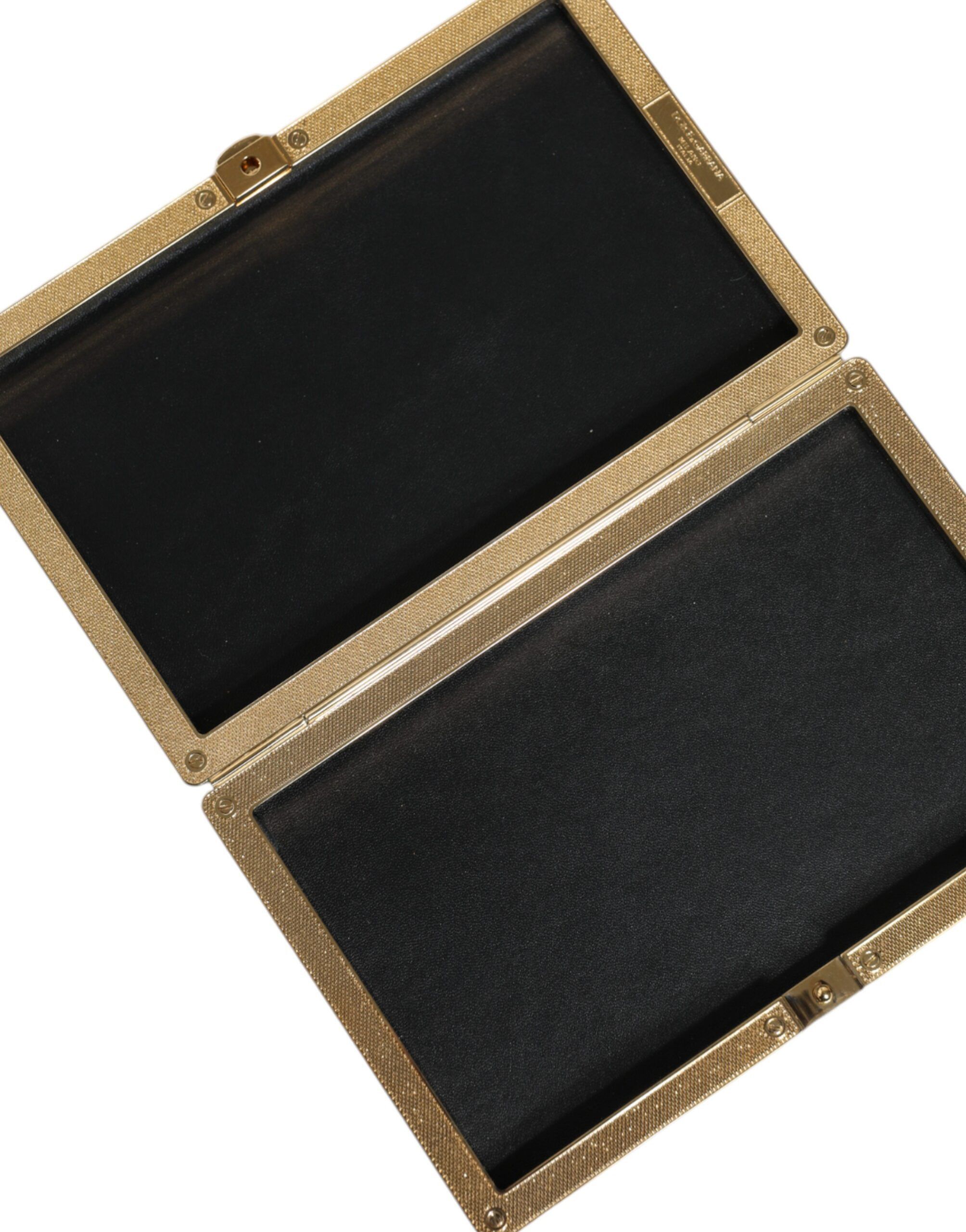 Dolce & Gabbana Black Leather Studs Gold Frame Clutch Evening Purse Women's Size ONE SIZE - 6 Thumbnail