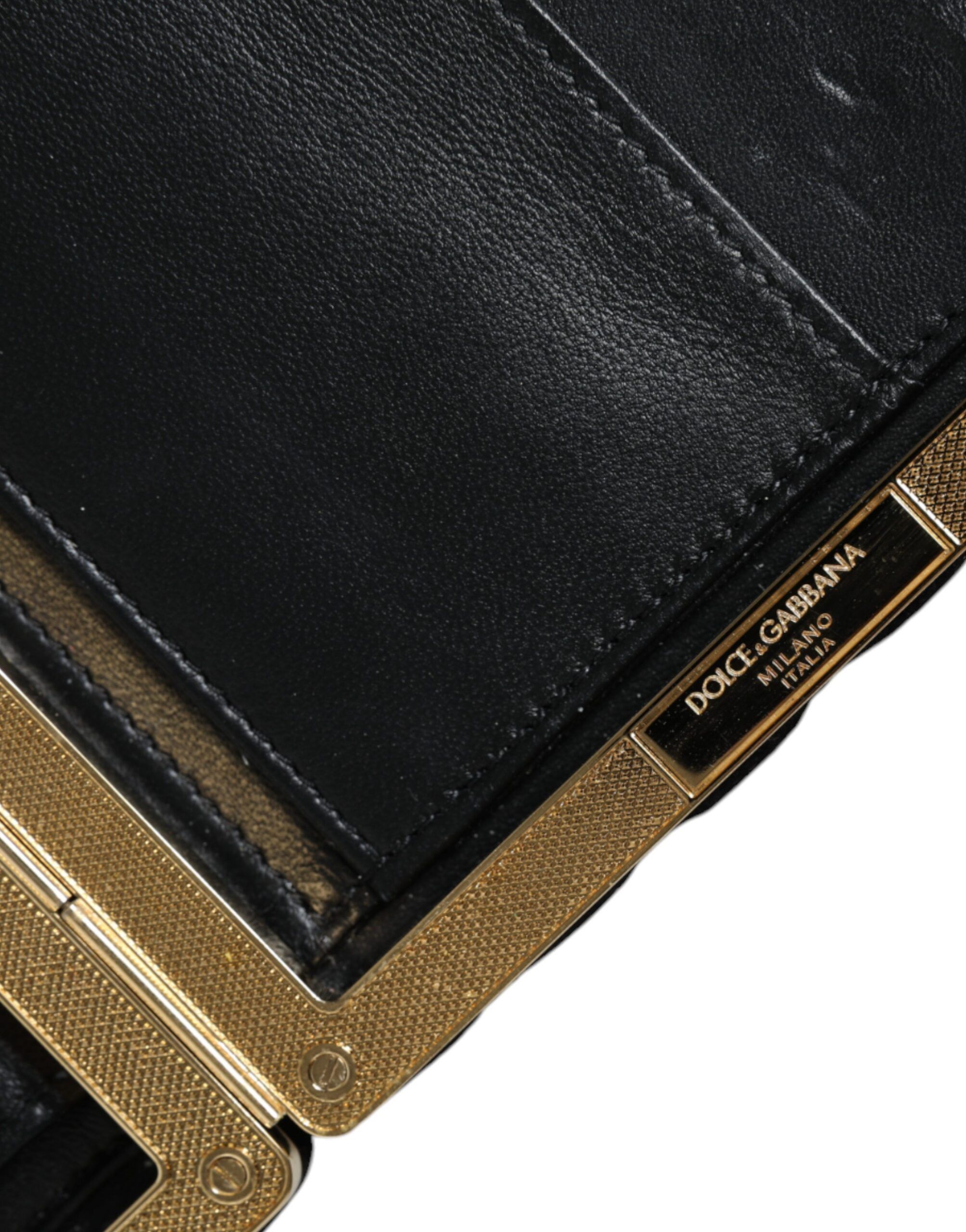 Dolce & Gabbana Bordeaux Black Velvet Gold Frame Clutch Evening Purse Size ONE SIZE - 5 Thumbnail