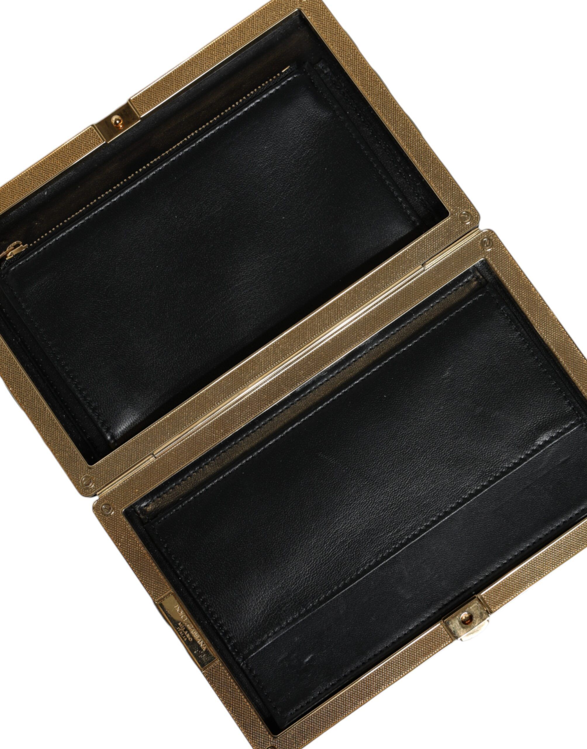Dolce & Gabbana Bordeaux Black Velvet Gold Frame Clutch Evening Purse Size ONE SIZE - 6 Thumbnail