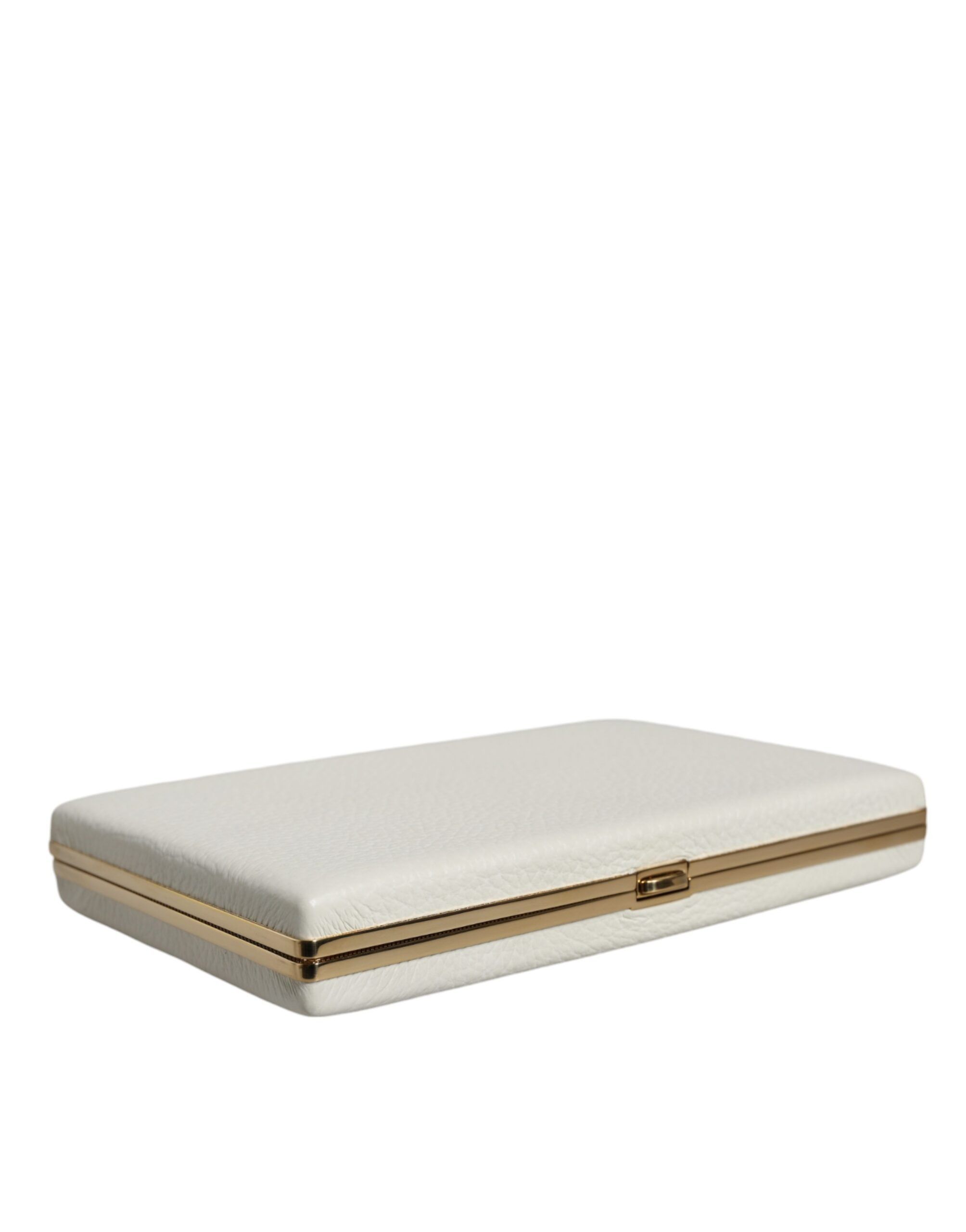 Dolce & Gabbana White Leather Gold Frame Clutch Evening Party Purse Women's Size ONE SIZE - 4 Thumbnail