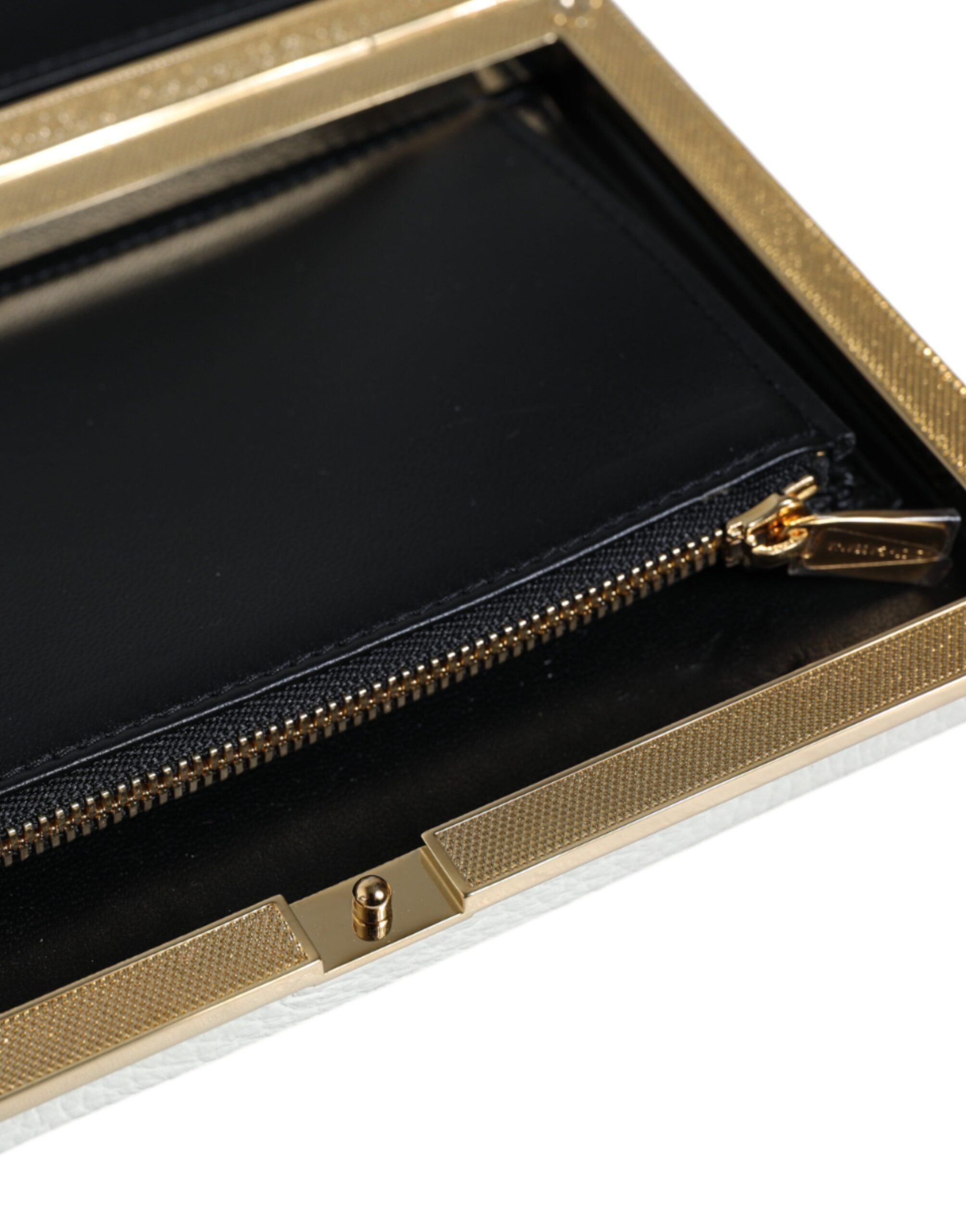 Dolce & Gabbana White Leather Gold Frame Clutch Evening Party Purse Women's Size ONE SIZE - 5 Thumbnail