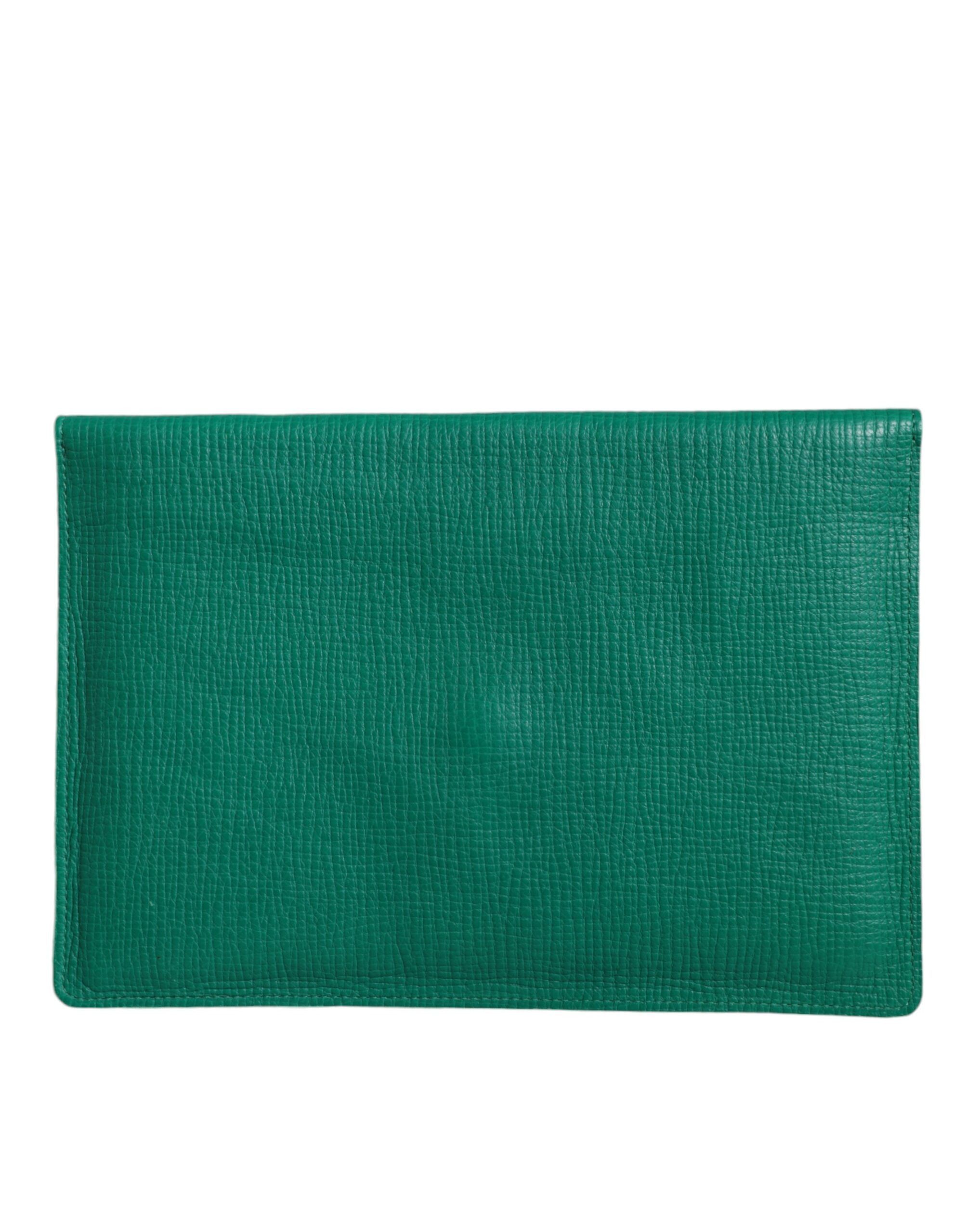 Dolce & Gabbana Green Leather Handbag Clutch Mini Purse Pouch Tablet Size ONE SIZE - 3 Thumbnail