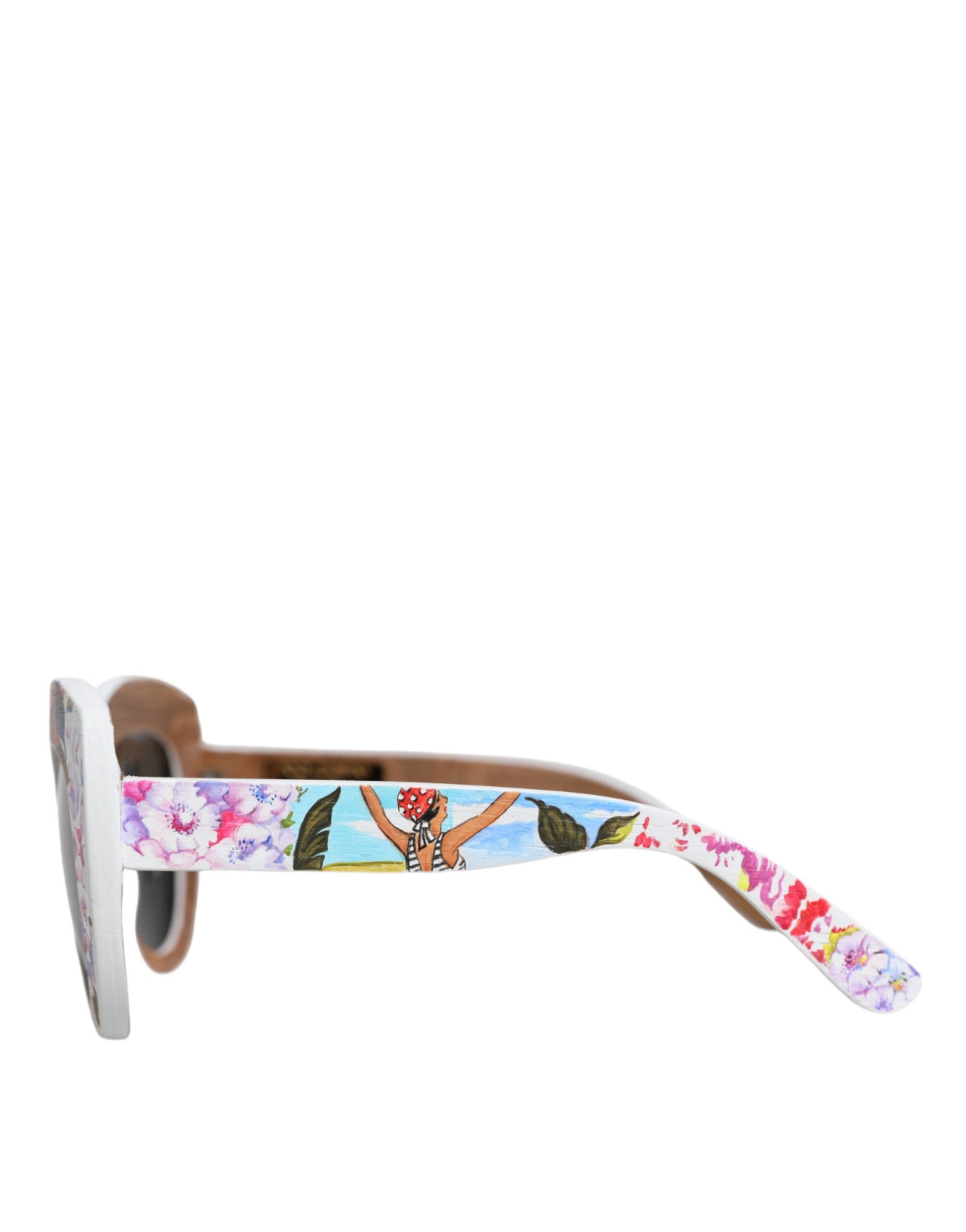 Dolce & Gabbana Multicolor Wood Crystal Brass Frame Floral Hand Paint Size ONE SIZE - 5 Thumbnail