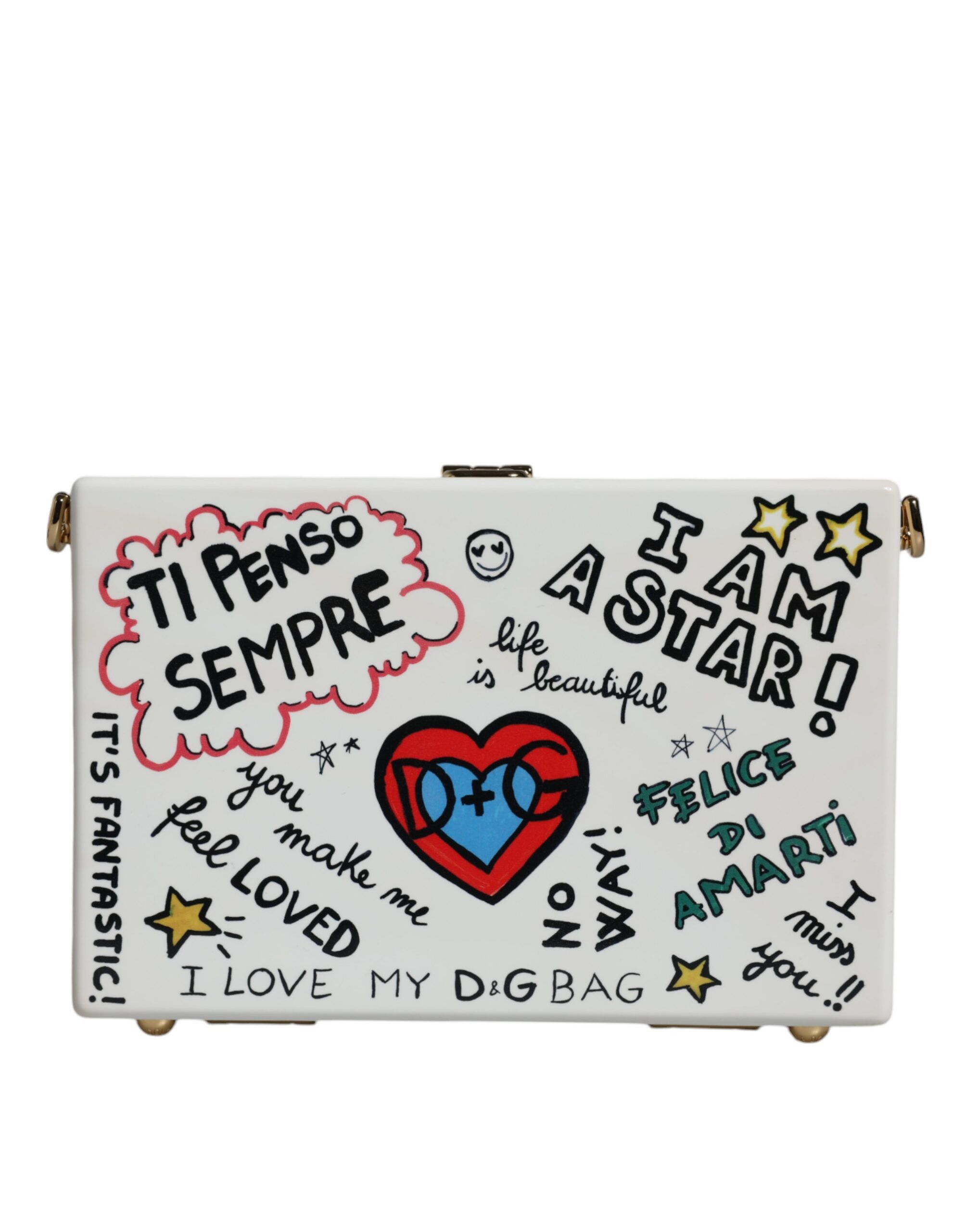 Dolce & Gabbana White Graffiti Print Clutch Crossbody Women's Bag Size ONE SIZE - 3 Thumbnail