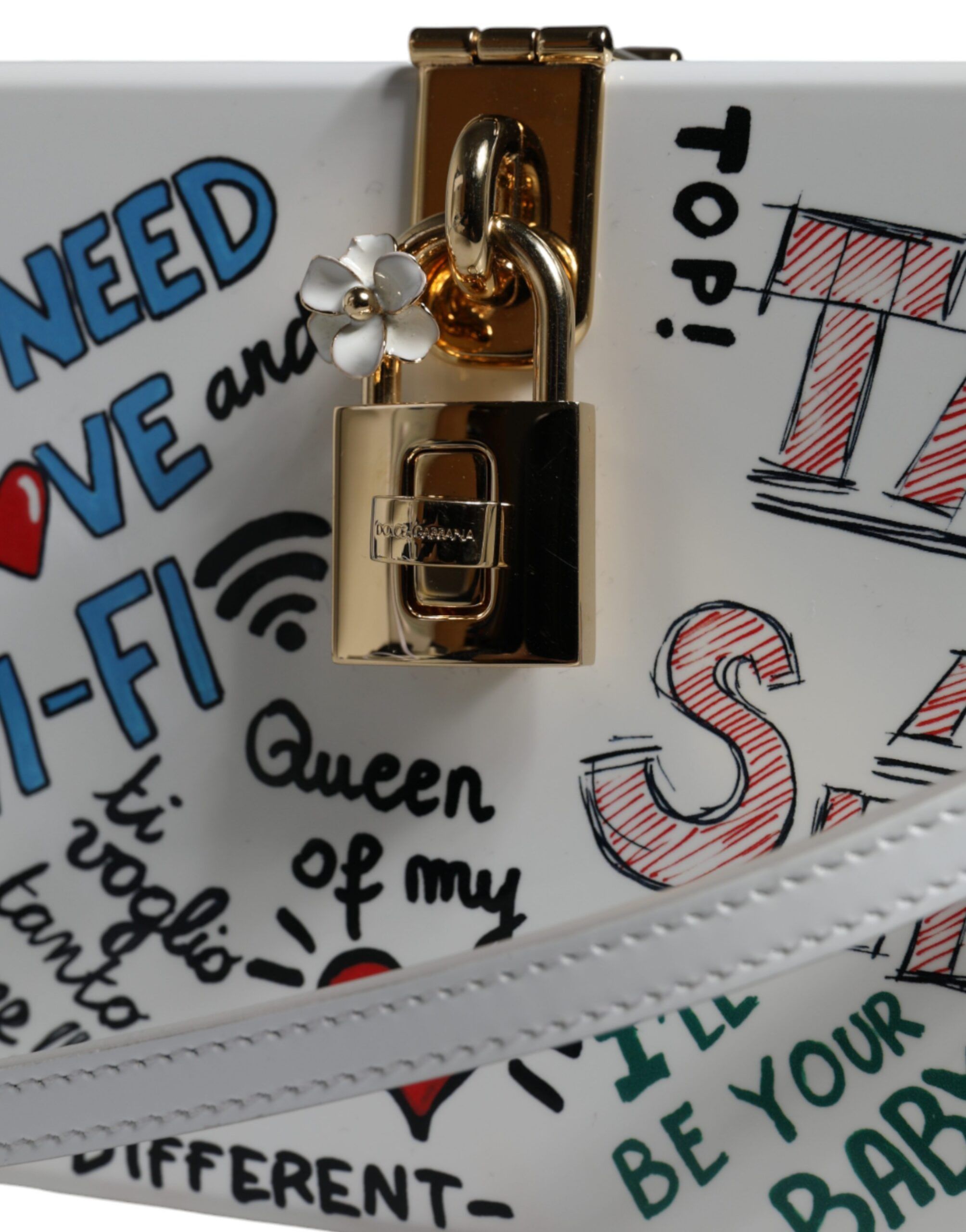 Dolce & Gabbana White Graffiti Print Clutch Crossbody Women's Bag Size ONE SIZE - 5 Thumbnail
