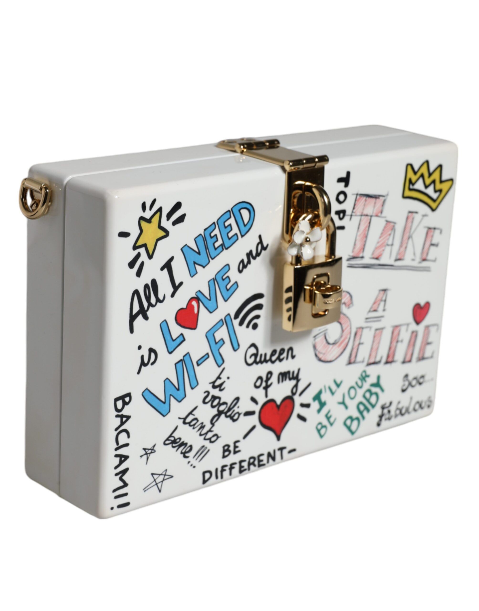 Dolce & Gabbana White Graffiti Print Clutch Crossbody Women's Bag Size ONE SIZE - 2 Thumbnail