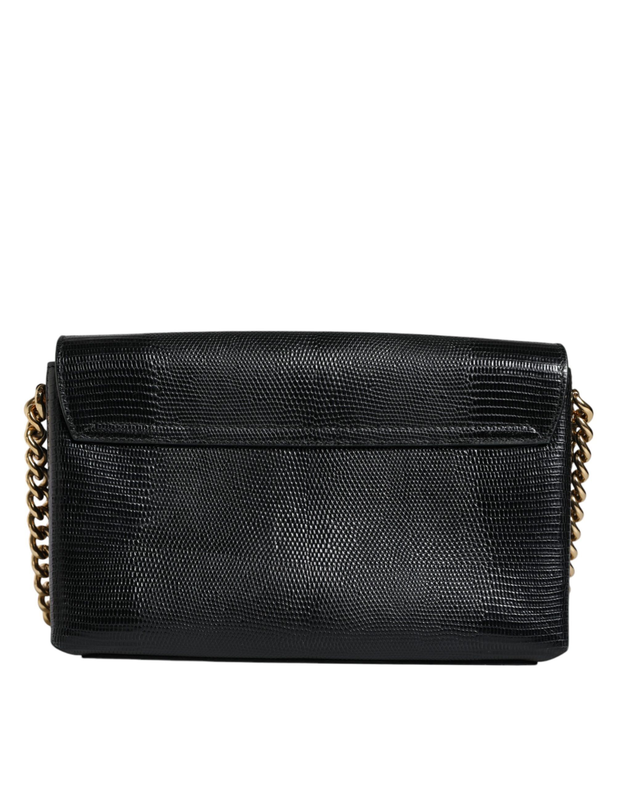 Dolce & Gabbana Black Leather DG Millennials Crystal Crossbody Women's Bag Size ONE SIZE - 4 Thumbnail