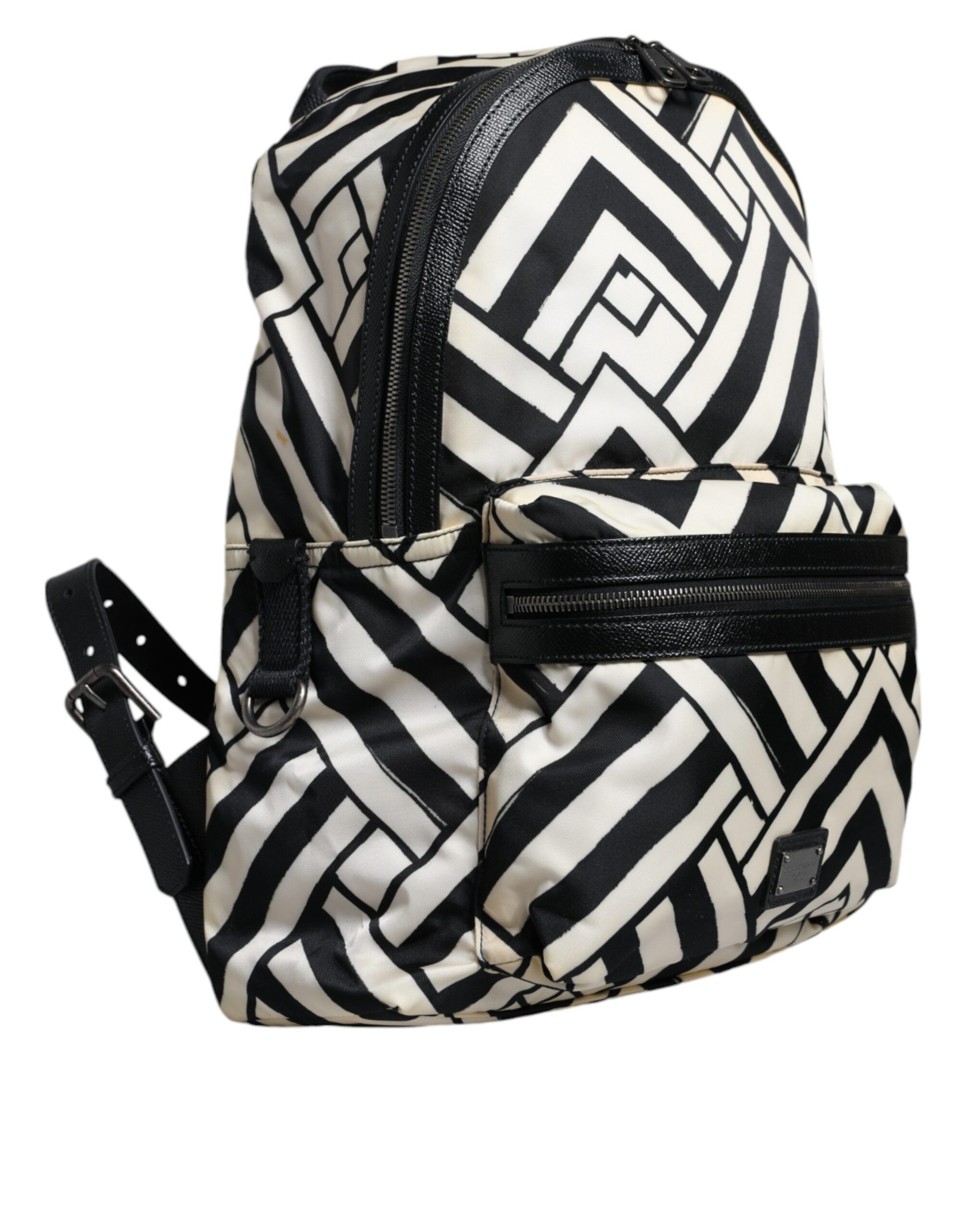 Dolce & Gabbana Black White Nylon Leather Travel Back Pack Women's Bag Size ONE SIZE - 2 Thumbnail