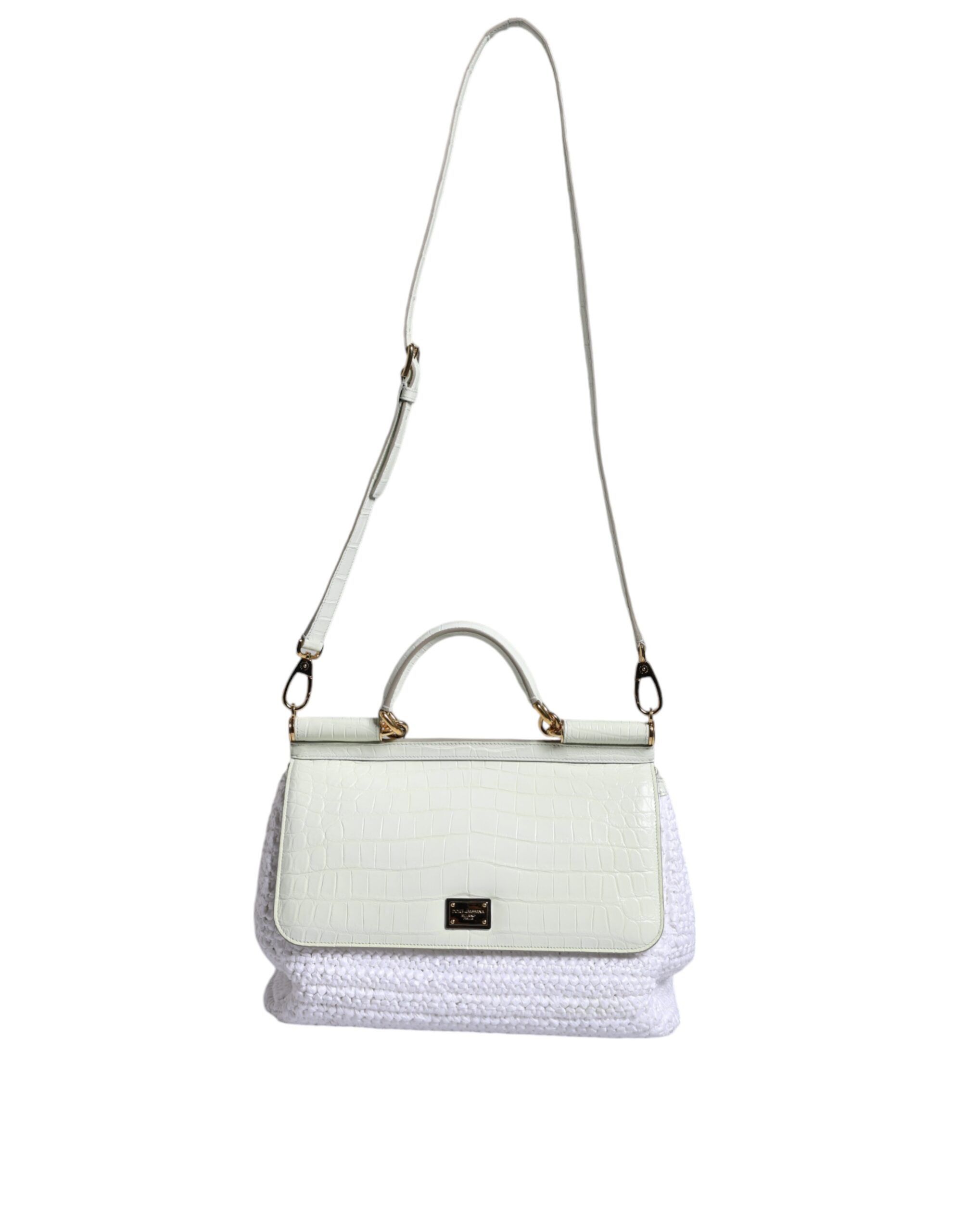 Dolce & Gabbana White Rafia Leather Top Handle Crossbody Women's Bag Size ONE SIZE - 2 Thumbnail