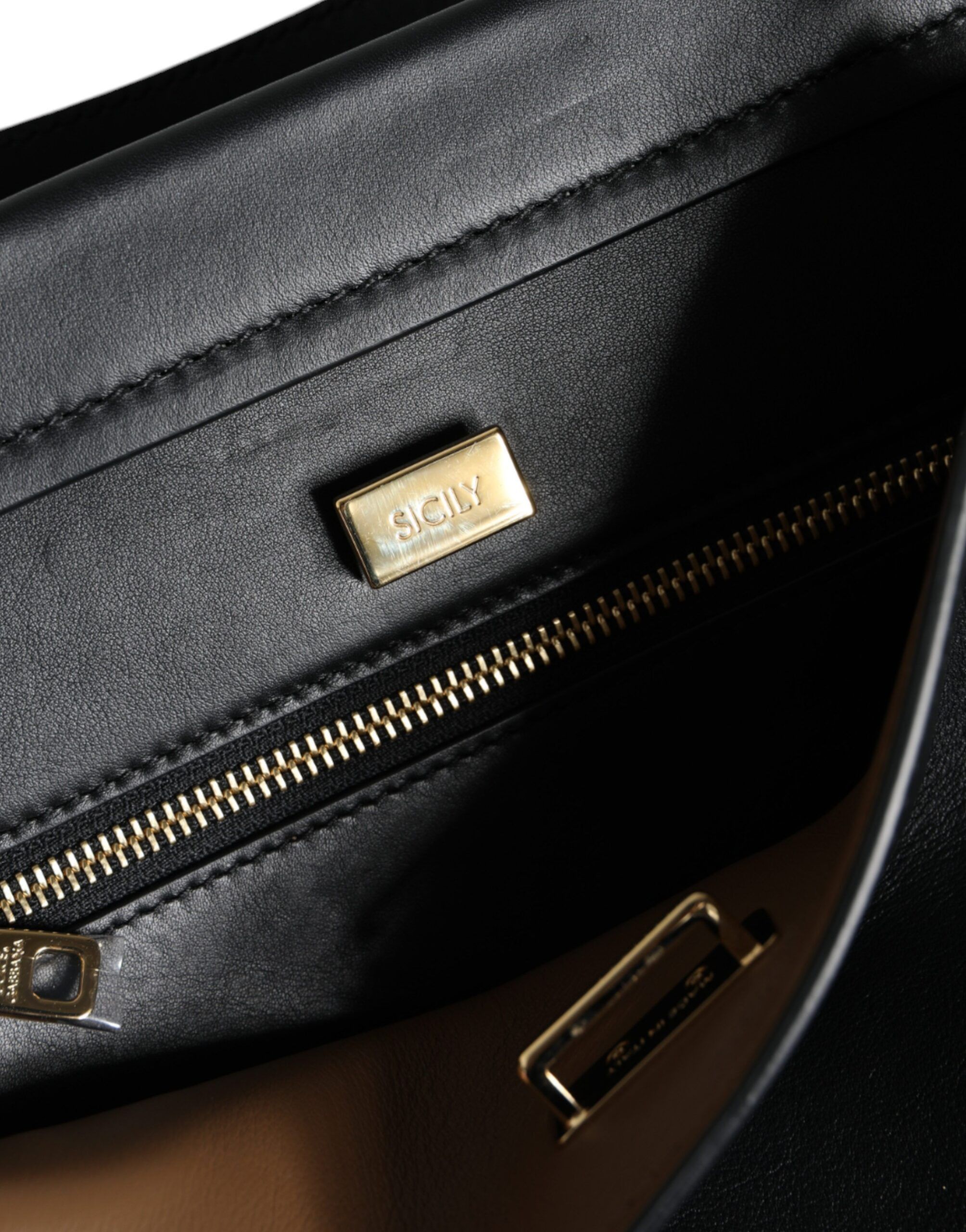 Dolce & Gabbana Black Leather SICILY Top Handle Crossbody Women's Bag Size ONE SIZE - 5 Thumbnail
