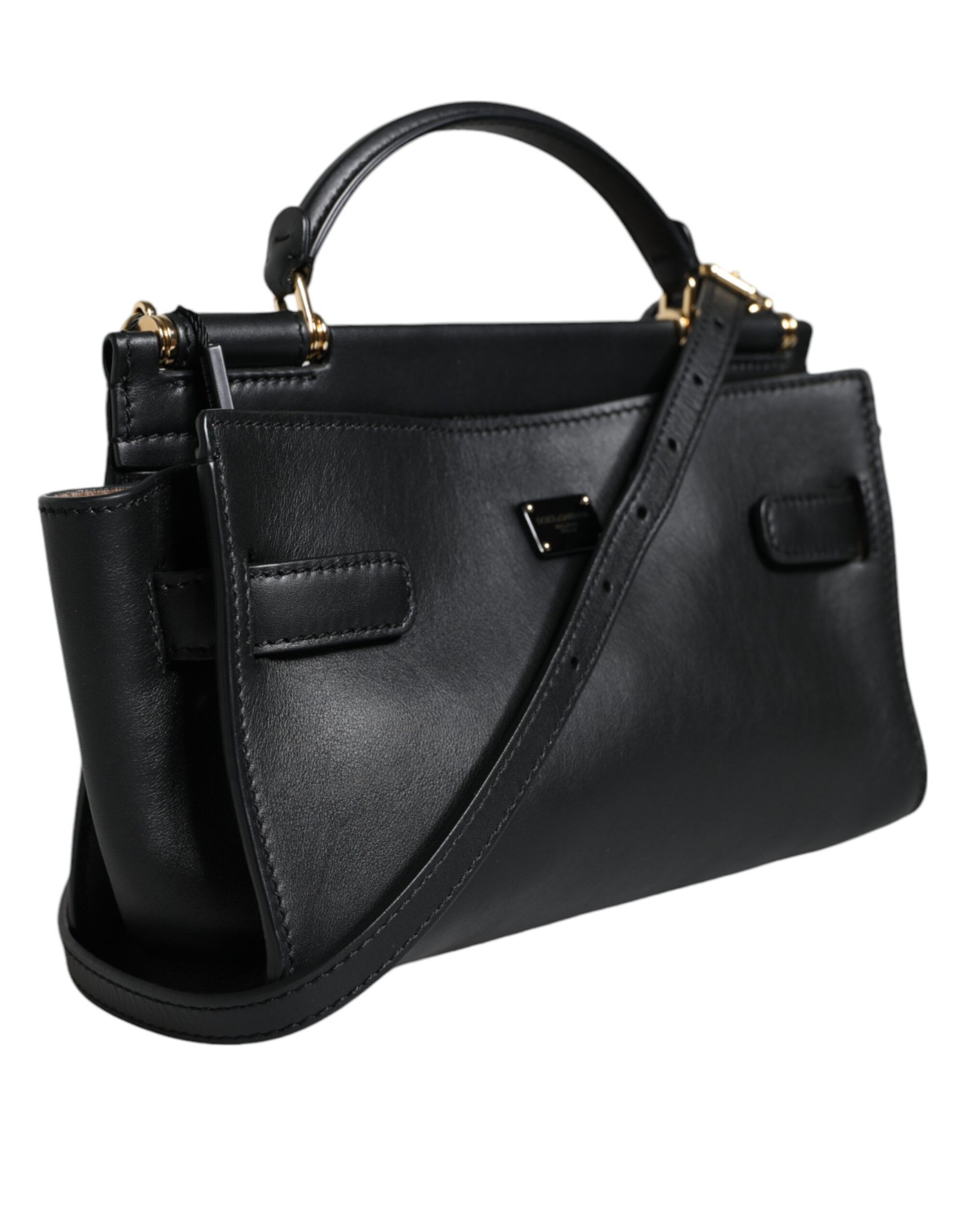 Dolce & Gabbana Black Leather SICILY Top Handle Crossbody Women's Bag Size ONE SIZE - 3 Thumbnail