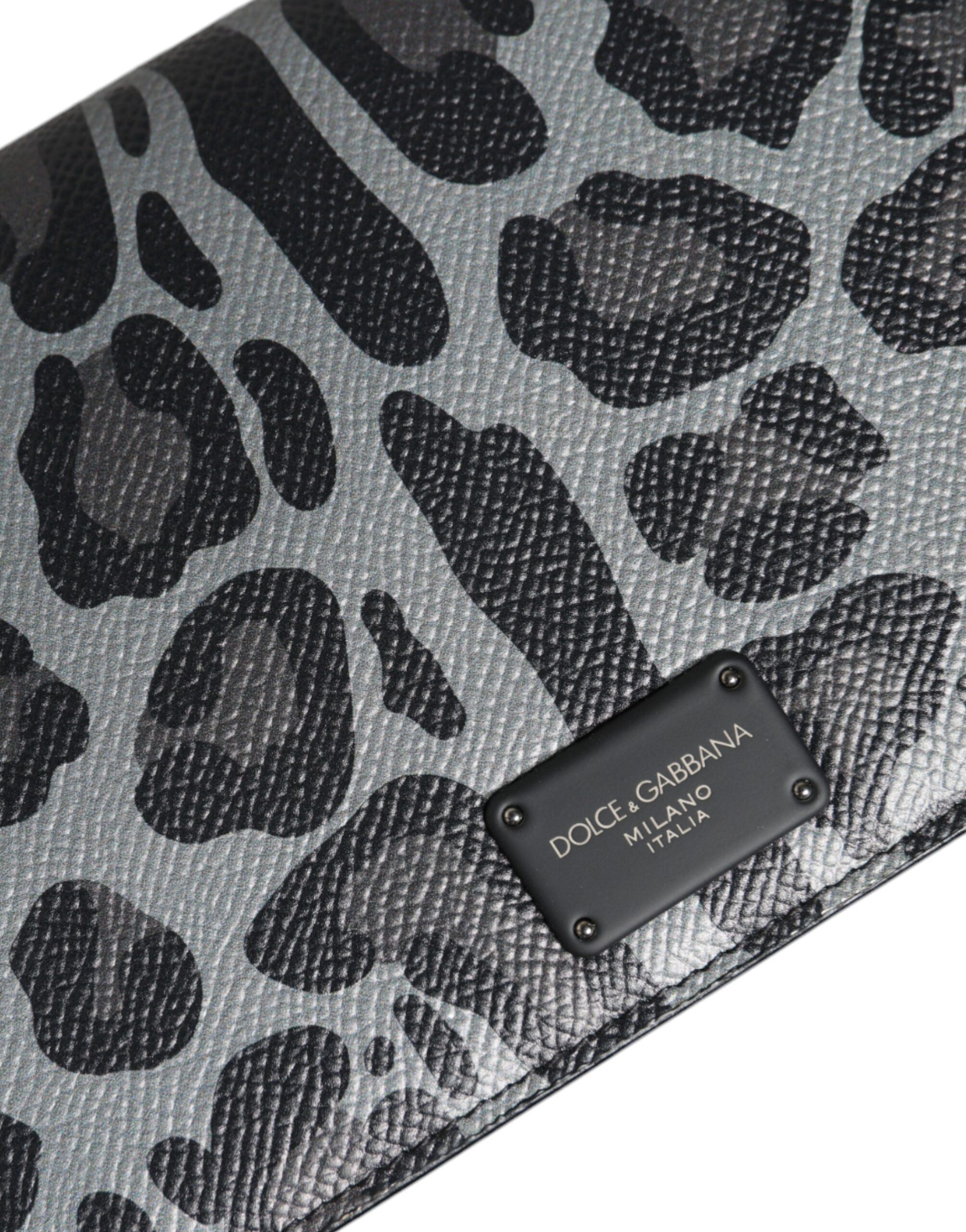Dolce & Gabbana Black Gray Leopard Leather Bifold Card Slot Crossbody Size ONE SIZE - 5 Thumbnail
