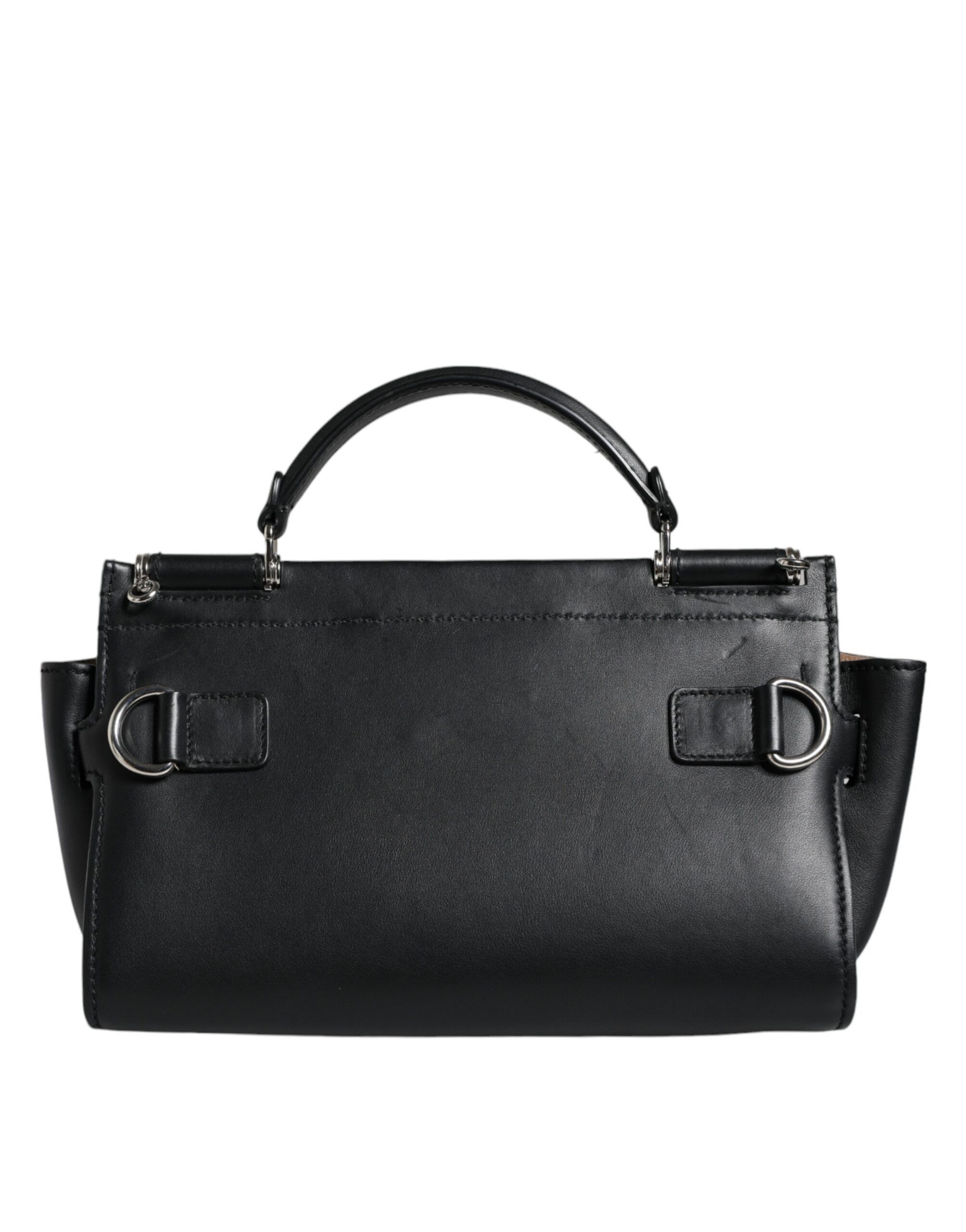 Dolce & Gabbana Black Leather SICILY Top Handle Crossbody Women's Bag Size ONE SIZE - 3 Thumbnail