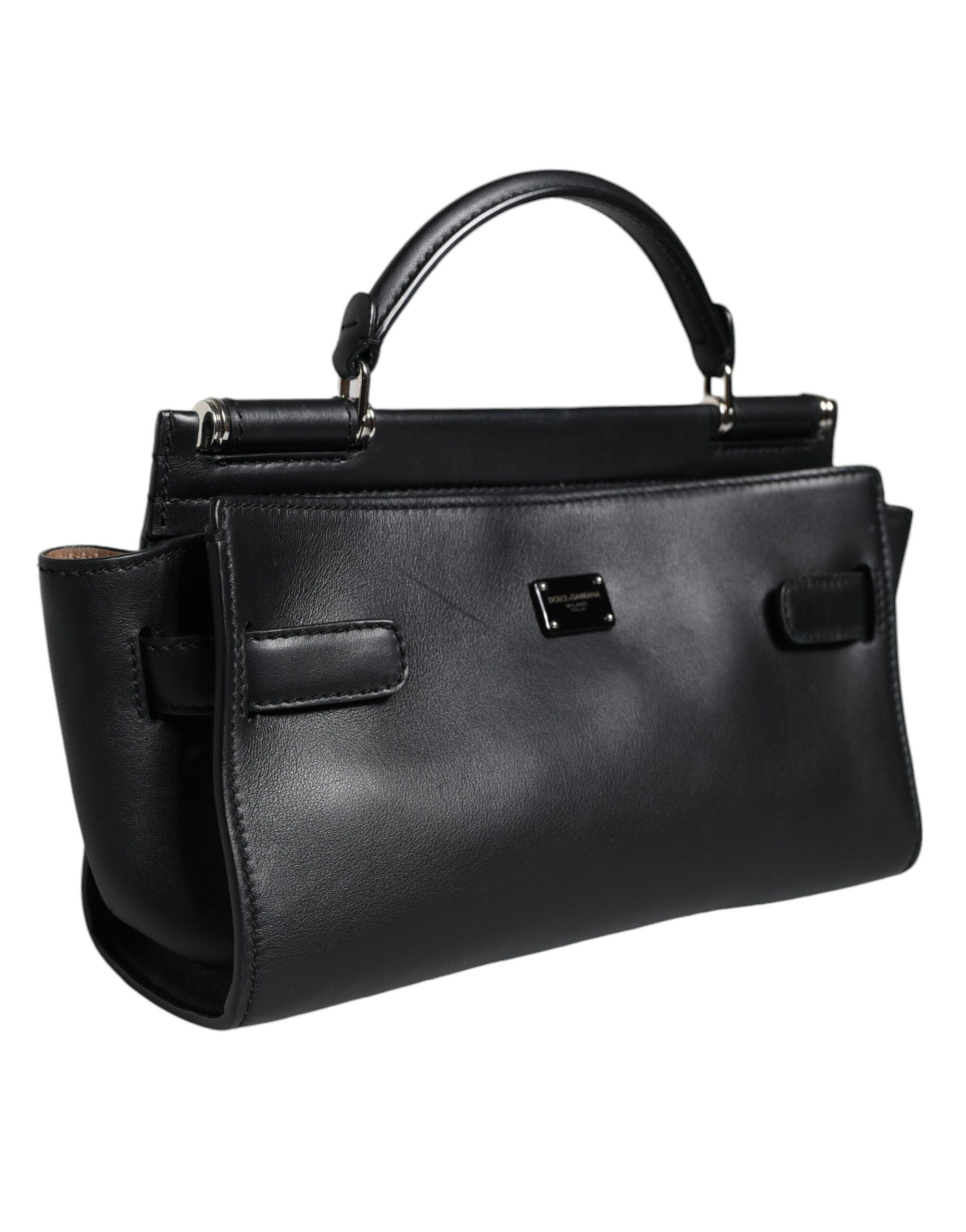 Dolce & Gabbana Black Leather SICILY Top Handle Crossbody Women's Bag Size ONE SIZE - 2 Thumbnail
