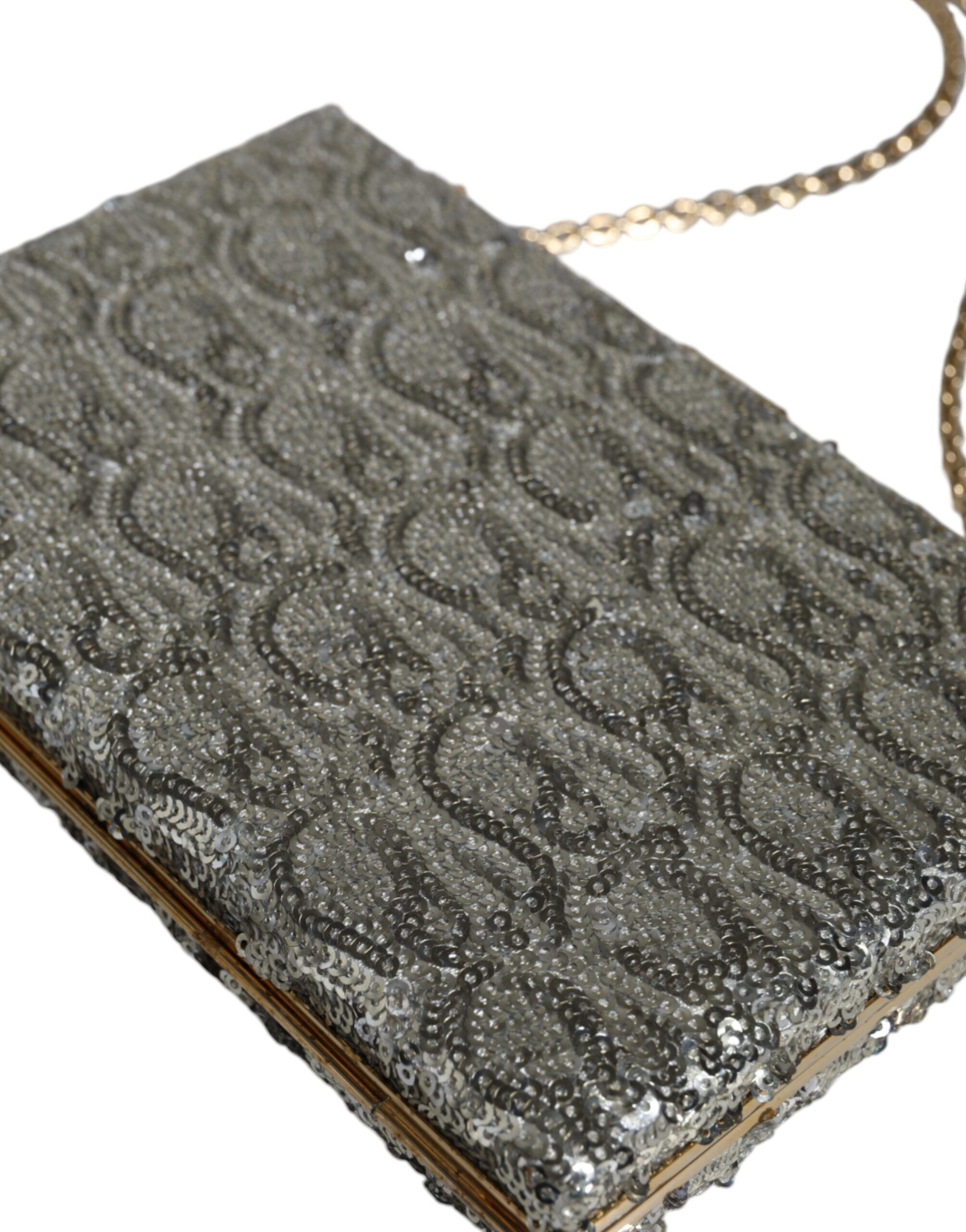 Dolce & Gabbana Silver Sequined Clutch Evening Crossbody Women's Bag Size ONE SIZE - 4 Thumbnail