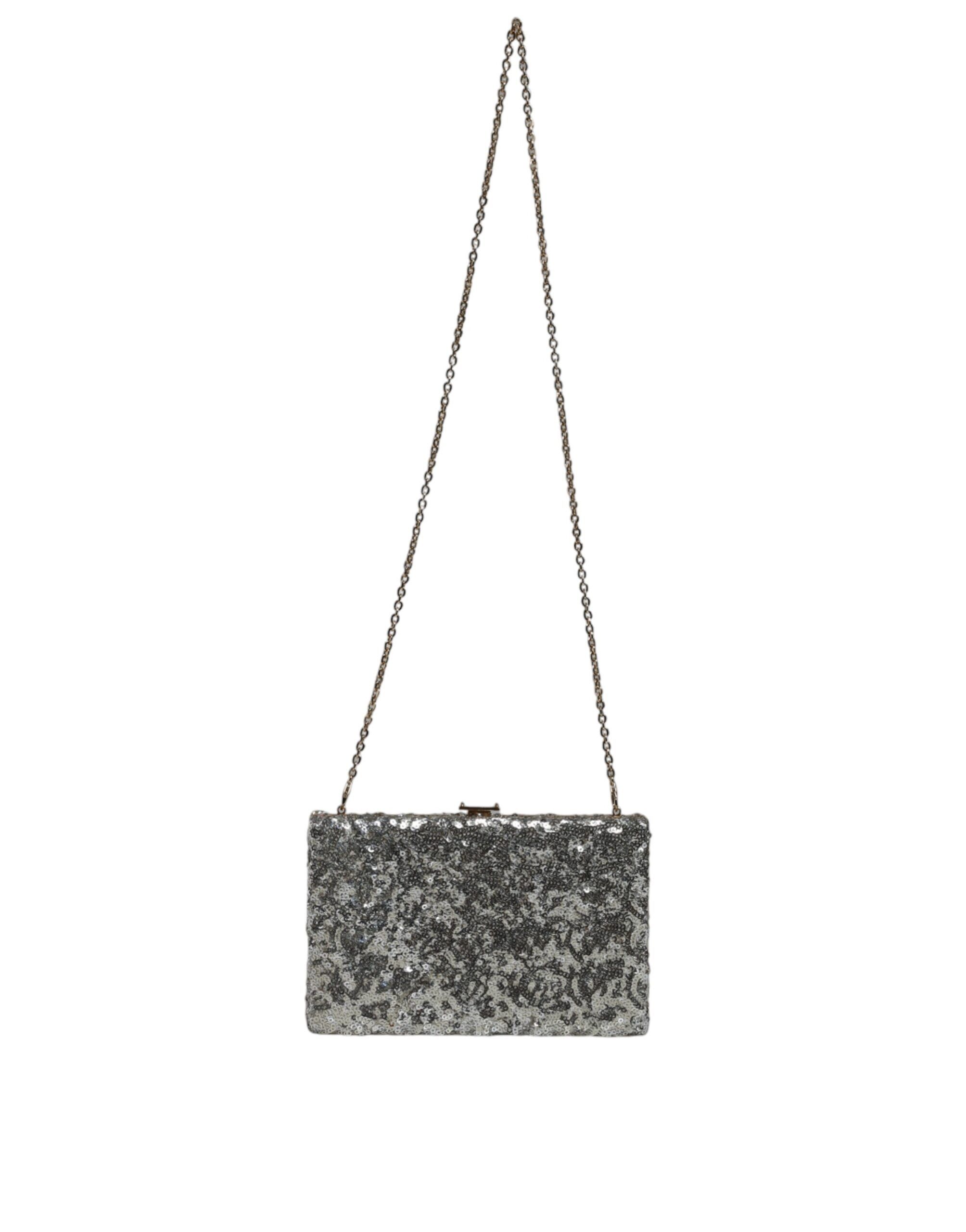 Dolce & Gabbana Silver Sequined Clutch Evening Crossbody Women's Bag Size ONE SIZE - 2 Thumbnail
