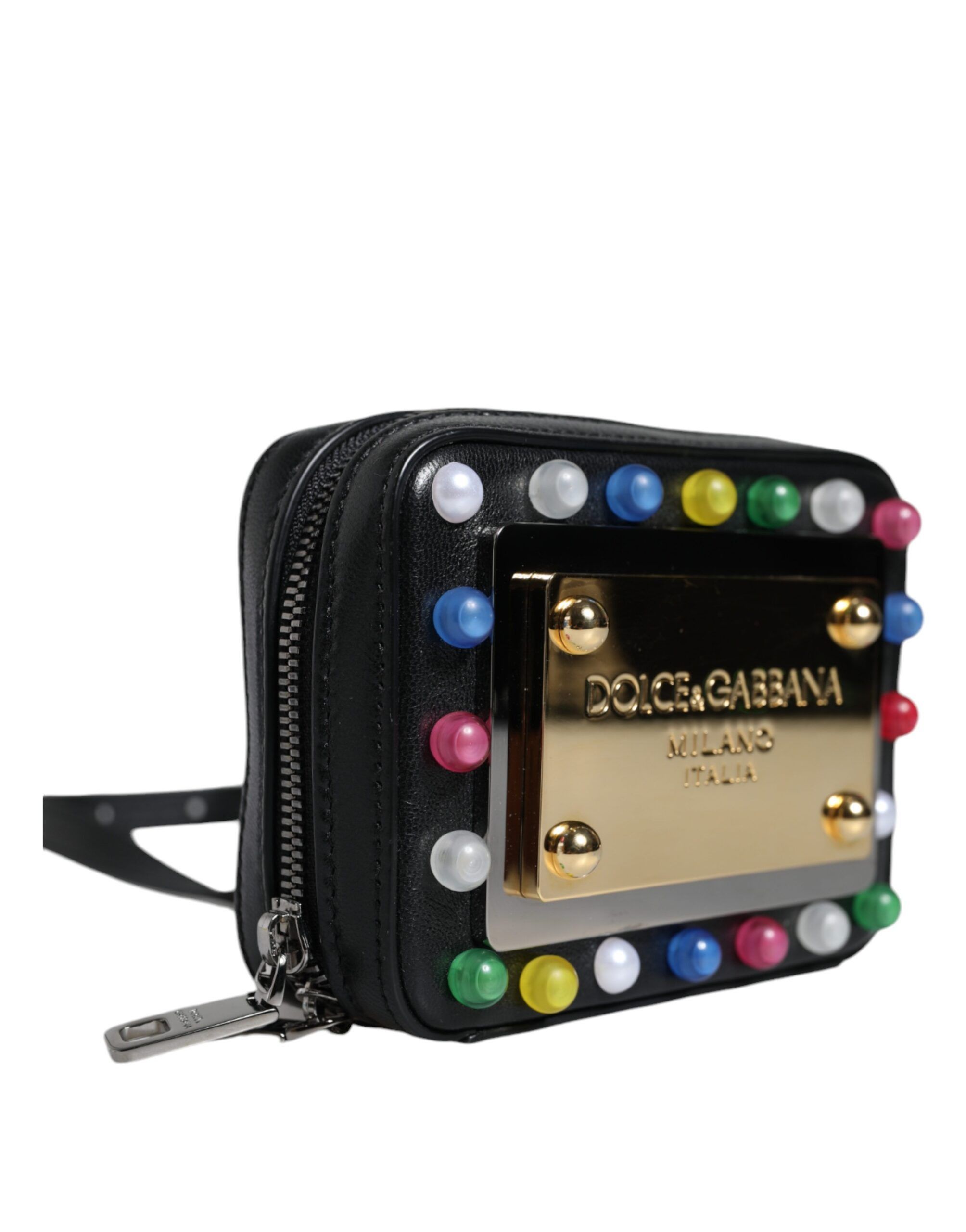 Dolce & Gabbana Black Leather LED Logo Shoulder Crossbody Women's Bag Size ONE SIZE - 3 Thumbnail