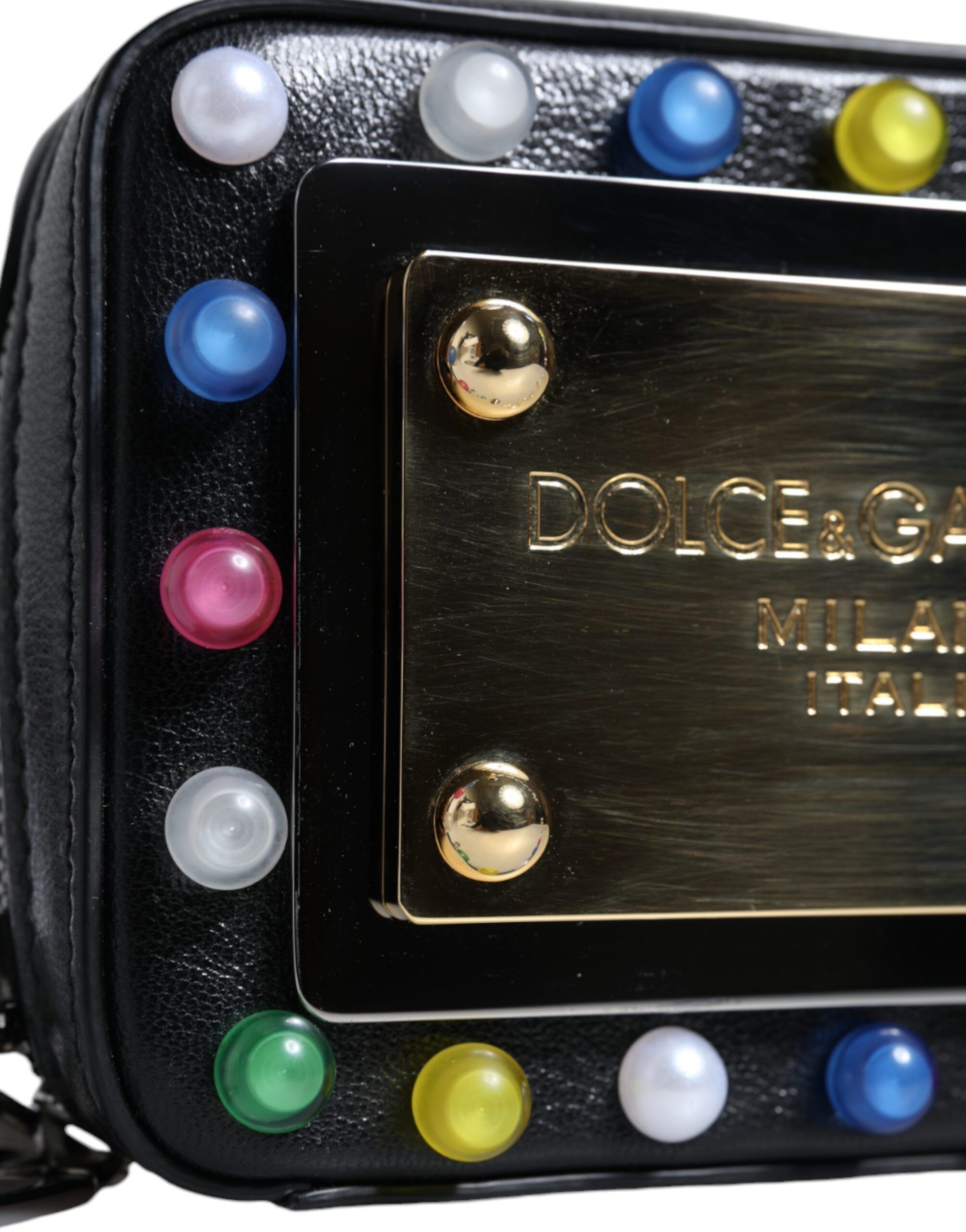 Dolce & Gabbana Black Leather LED Logo Shoulder Crossbody Women's Bag Size ONE SIZE - 5 Thumbnail