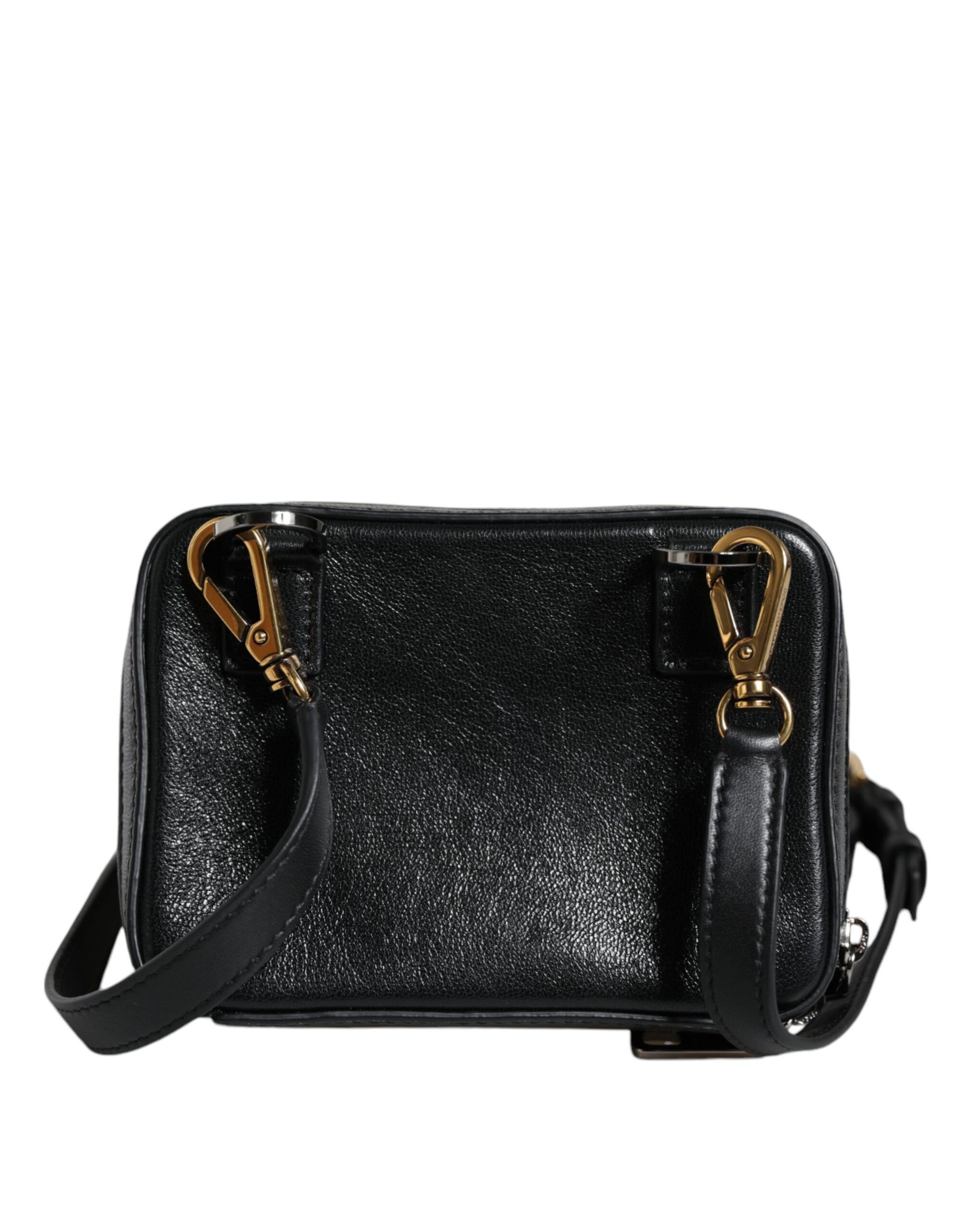 Dolce & Gabbana Black Leather LED Logo Shoulder Crossbody Women's Bag Size ONE SIZE - 4 Thumbnail