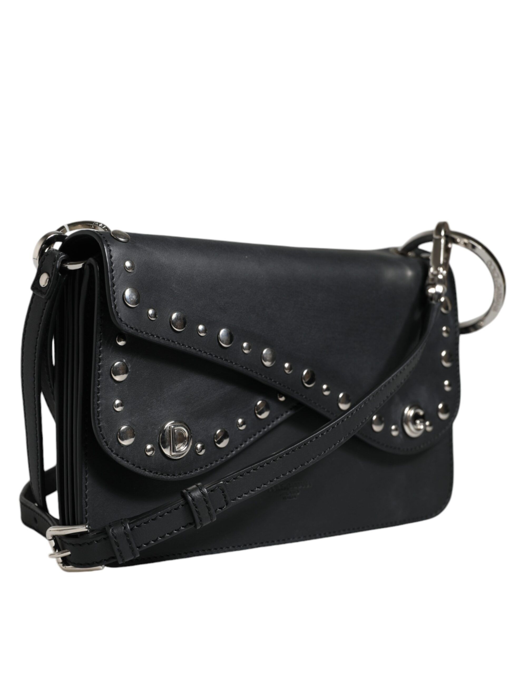 Dolce & Gabbana Black Small Leather Studded Shoulder Crossbody Women's Bag Size ONE SIZE - 3 Thumbnail