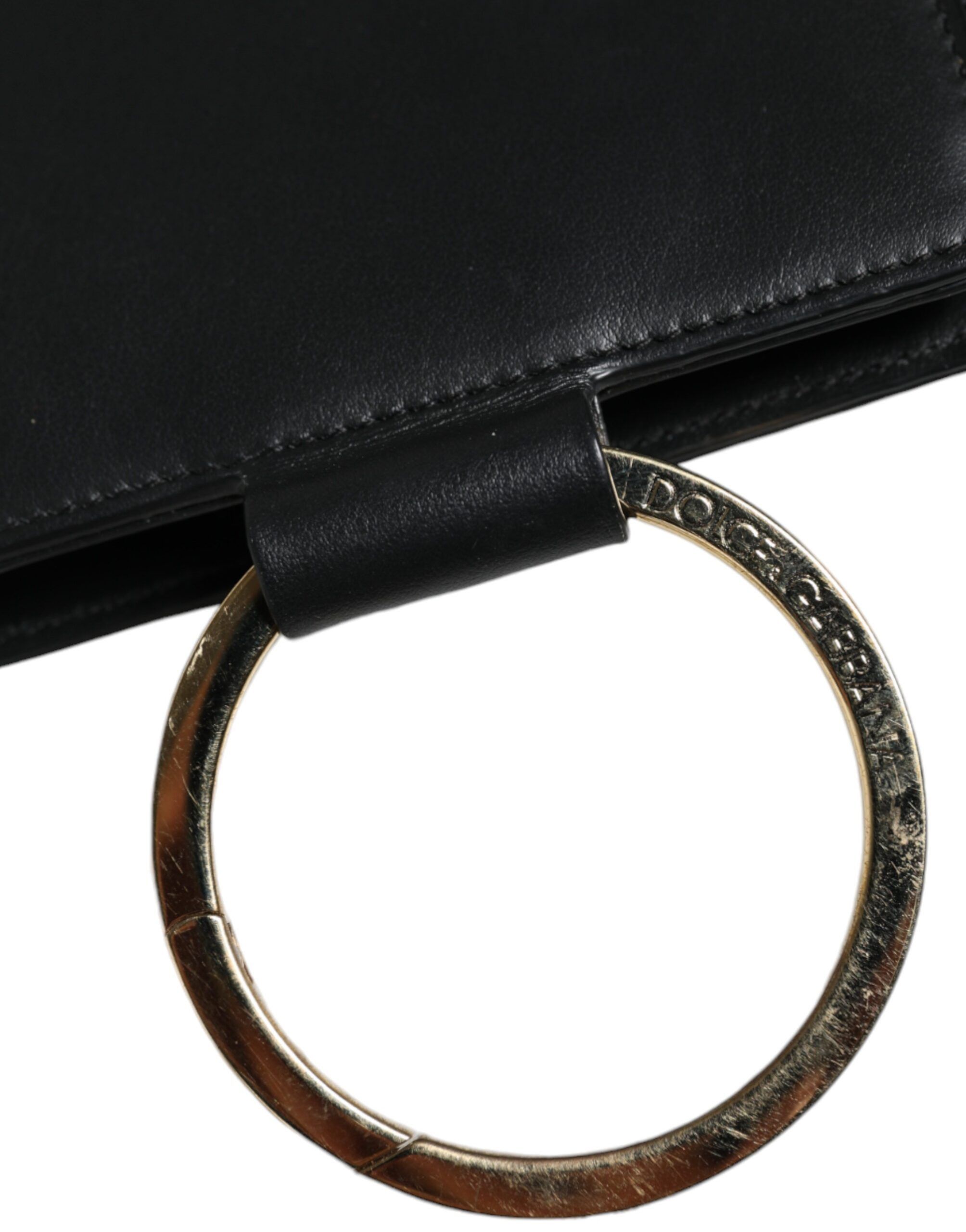 Dolce & Gabbana Black Leather Logo Plaque Neck Strap Card Coin Women's Size ONE SIZE - 5 Thumbnail