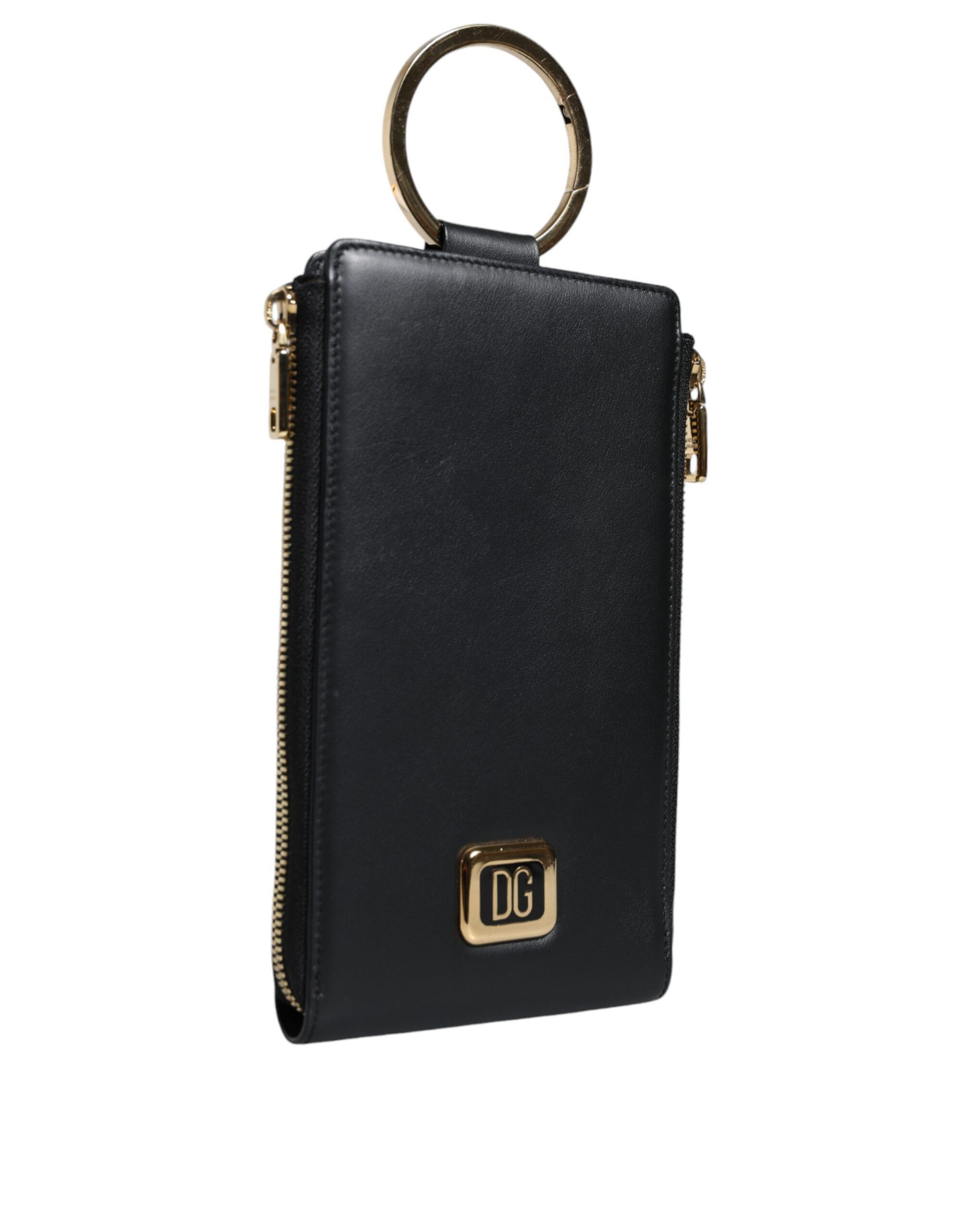 Dolce & Gabbana Black Leather Logo Plaque Neck Strap Card Coin Women's Size ONE SIZE - 2 Thumbnail