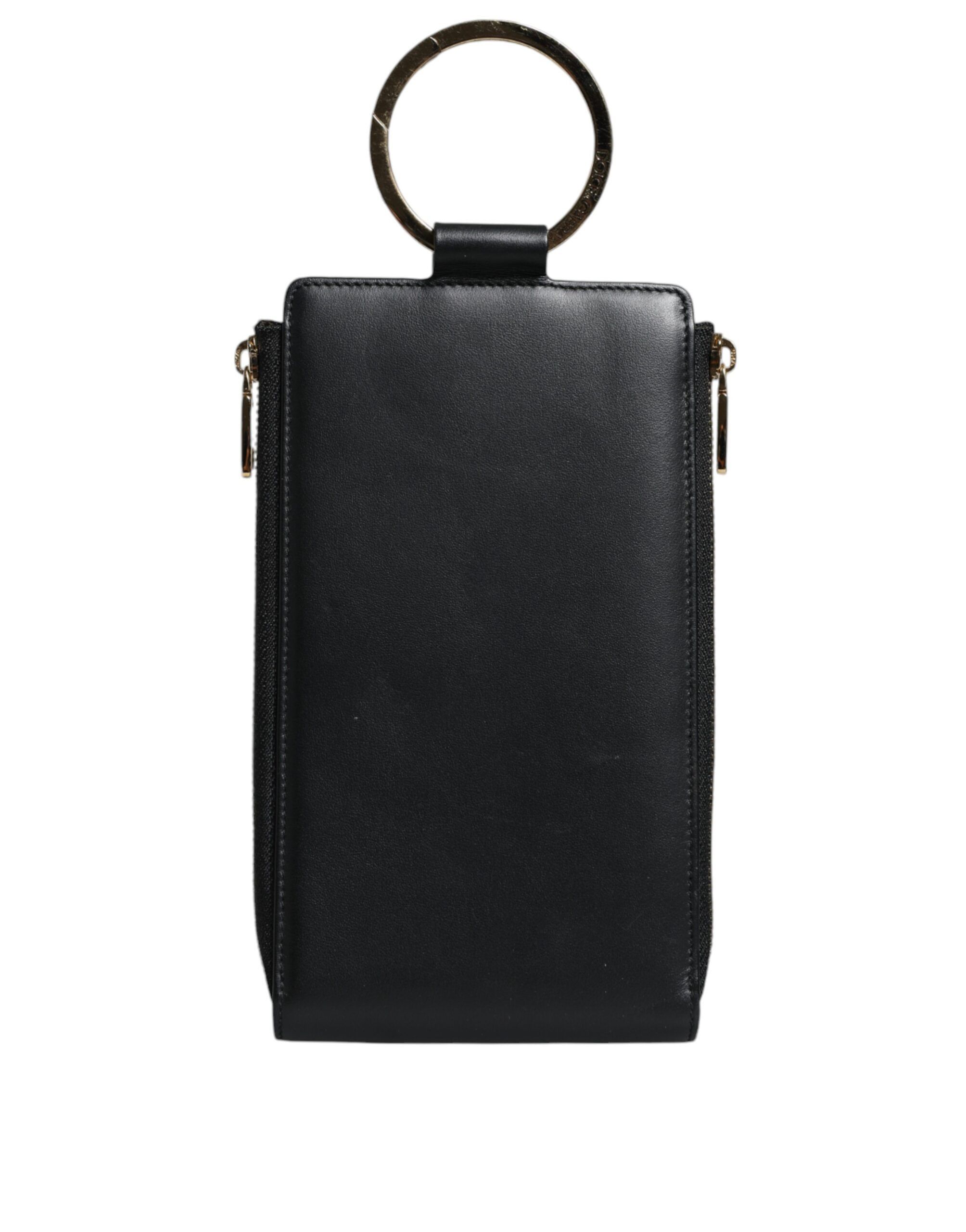 Dolce & Gabbana Black Leather Logo Plaque Neck Strap Card Coin Women's Size ONE SIZE - 3 Thumbnail