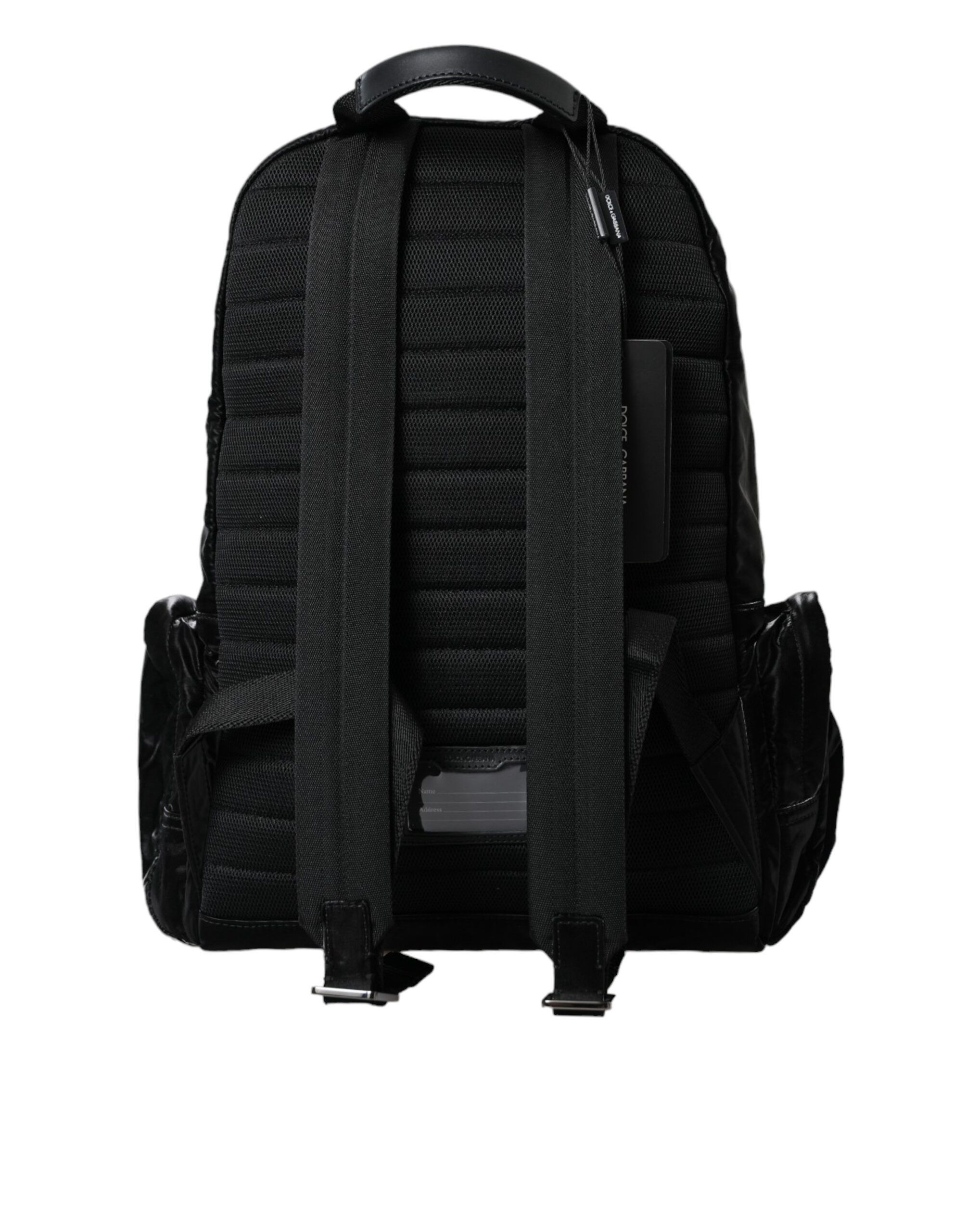 Dolce & Gabbana Black Patent Leather Logo Plaque Backpack Men's Bag Size ONE SIZE - 3 Thumbnail