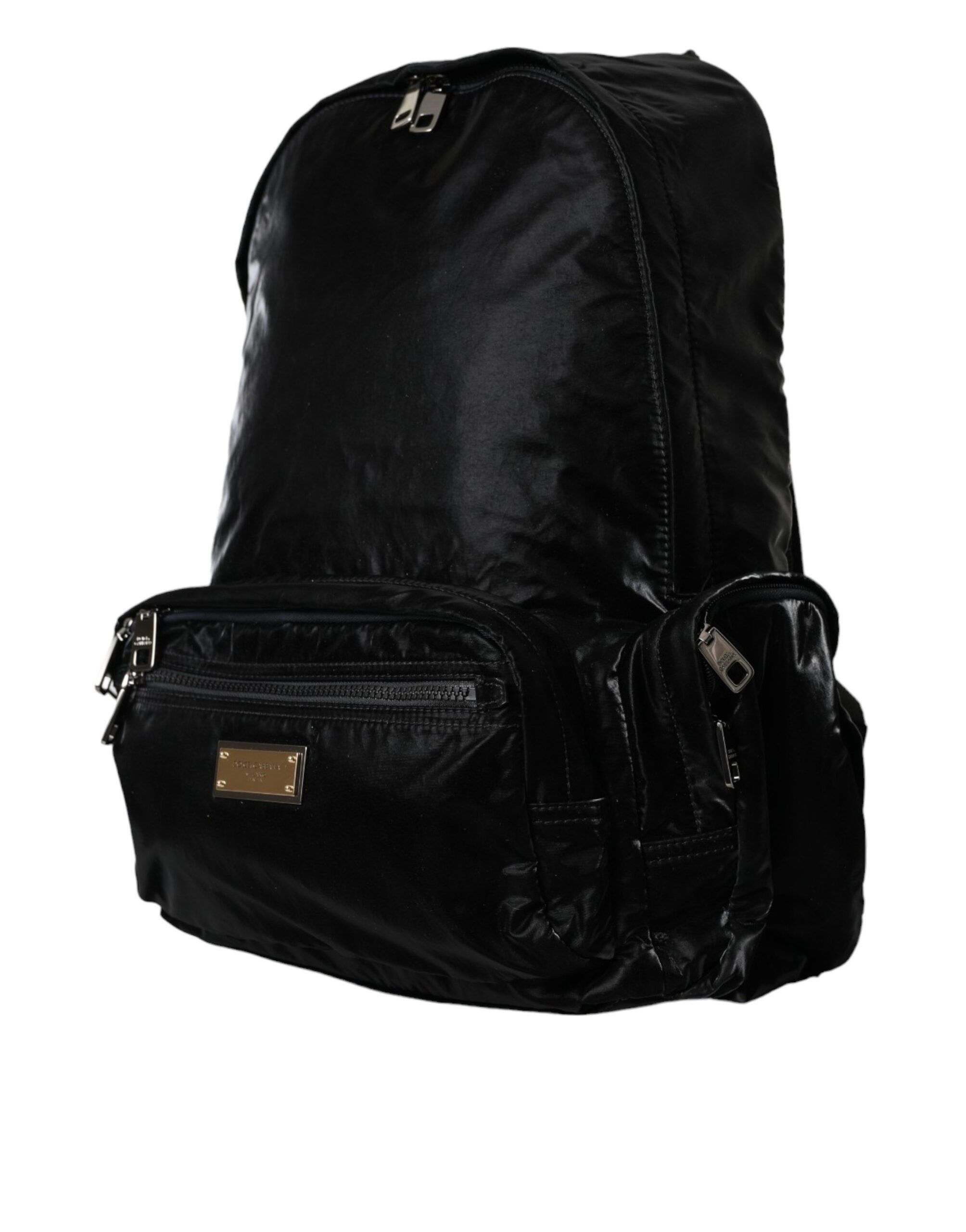 Dolce & Gabbana Black Patent Leather Logo Plaque Backpack Men's Bag Size ONE SIZE - 2 Thumbnail
