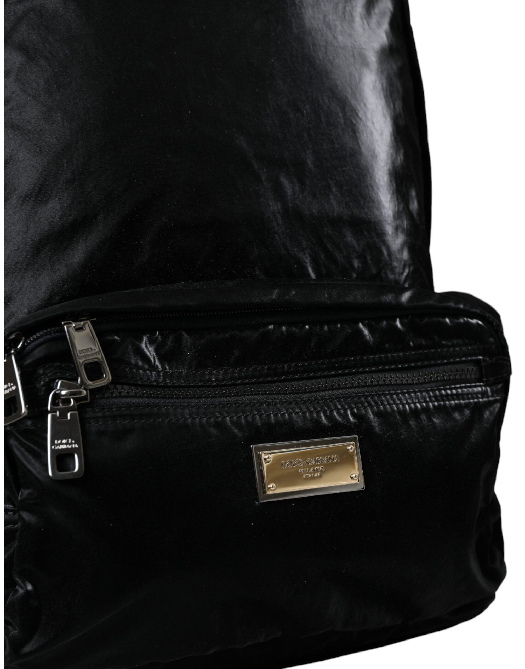 Dolce & Gabbana Black Patent Leather Logo Plaque Backpack Men's Bag Size ONE SIZE - 5 Thumbnail