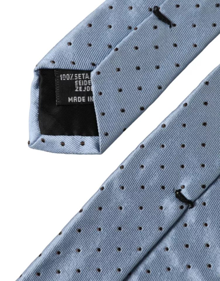 Dolce & Gabbana Light Blue Polka Dot Silk Adjustable Men Men's Tie Size ONE SIZE - 2 Thumbnail