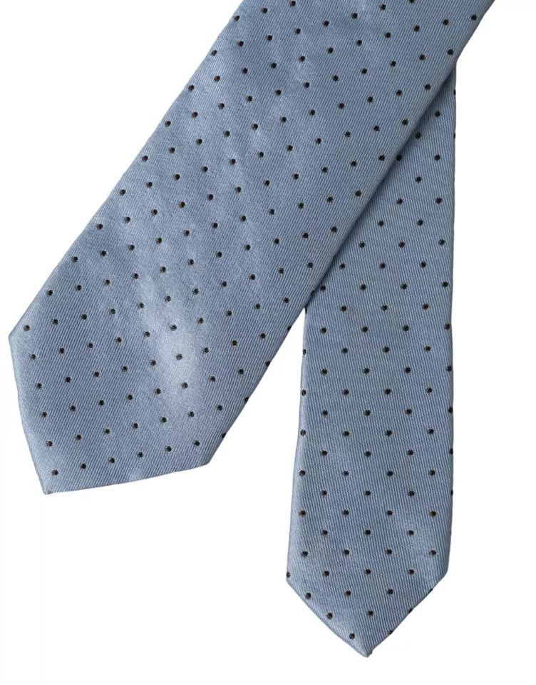 Dolce & Gabbana Light Blue Polka Dot Silk Adjustable Men Men's Tie Size ONE SIZE - 4 Thumbnail