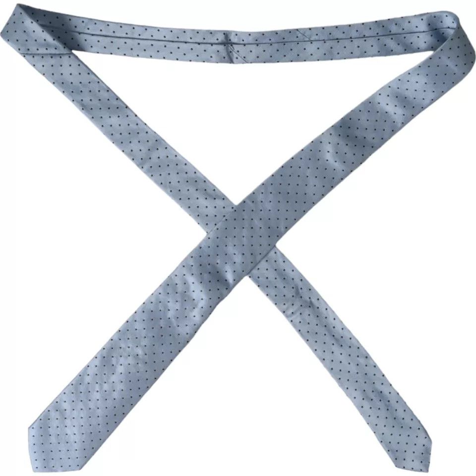 Dolce & Gabbana Light Blue Polka Dot Silk Adjustable Men Men's Tie Size ONE SIZE - 5 Thumbnail
