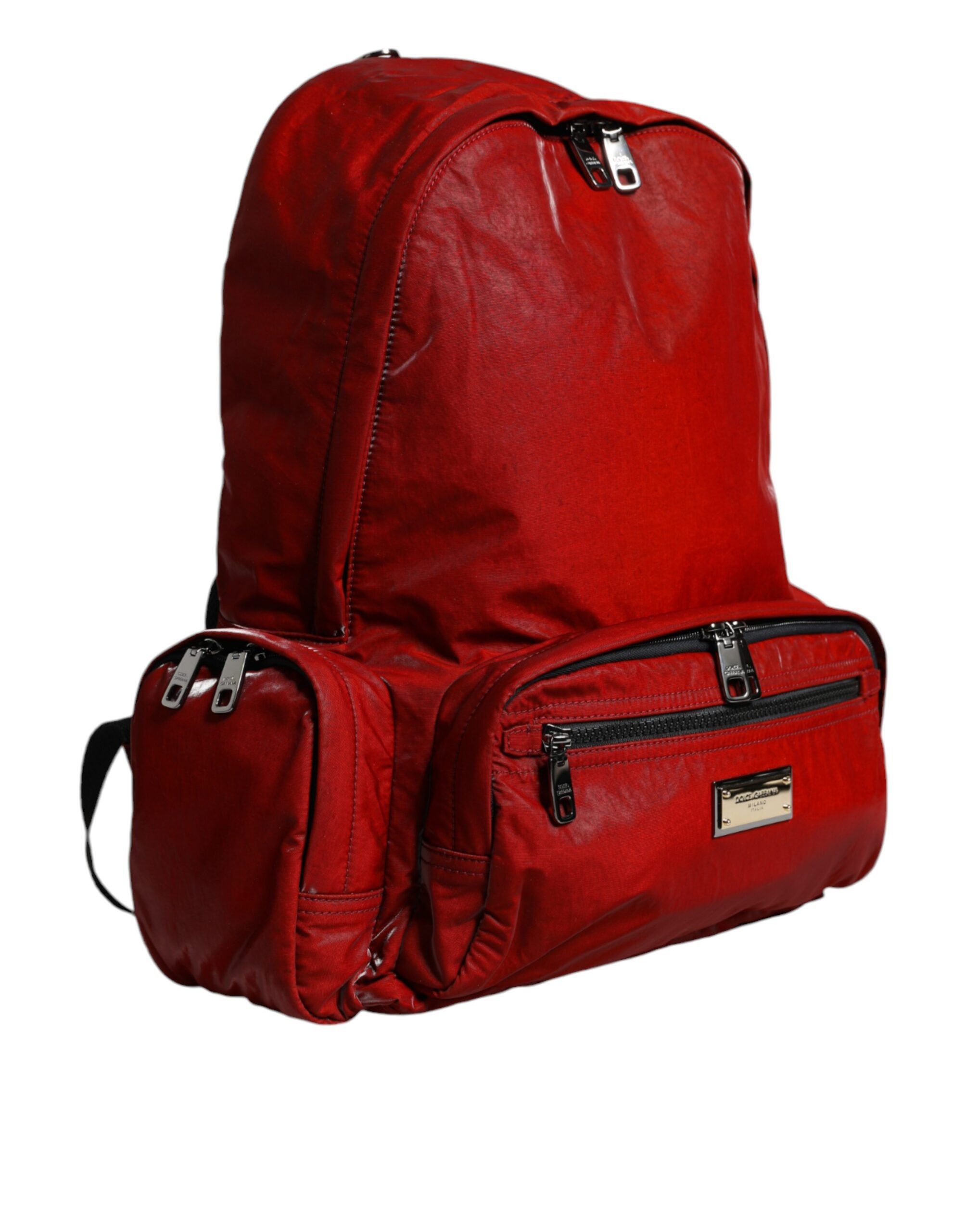Dolce & Gabbana Red Patent Leather Logo Plaque Backpack Men's Bag Size ONE SIZE - 2 Thumbnail