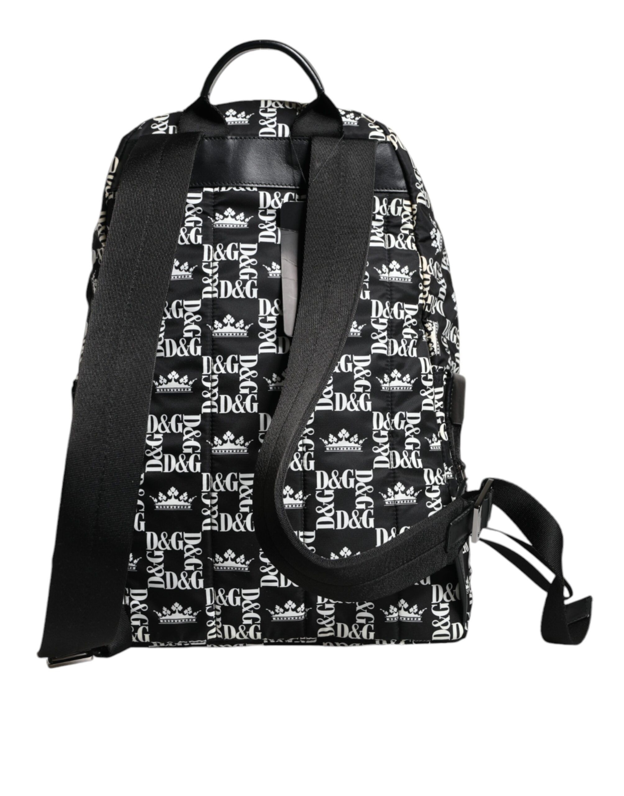 Dolce & Gabbana Black White DG Crown Logo Nylon Backpack Men's Bag Size ONE SIZE - 3 Thumbnail