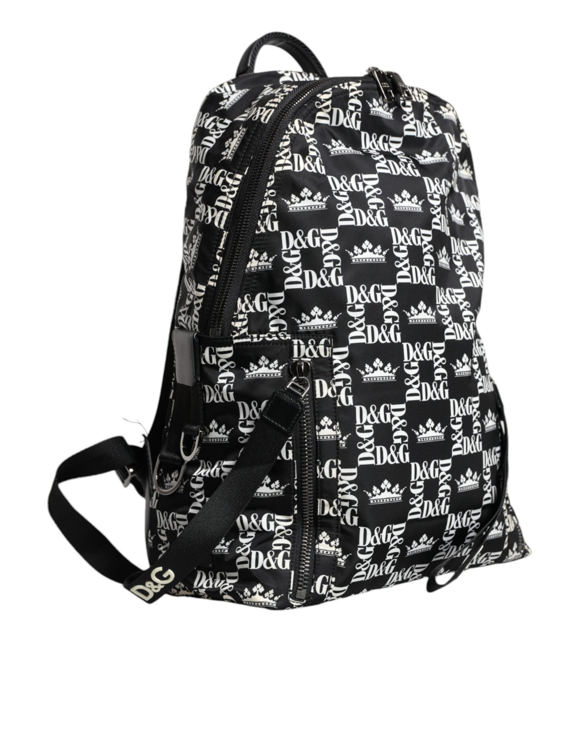 Dolce & Gabbana Black White DG Crown Logo Nylon Backpack Men's Bag Size ONE SIZE - 2 Thumbnail