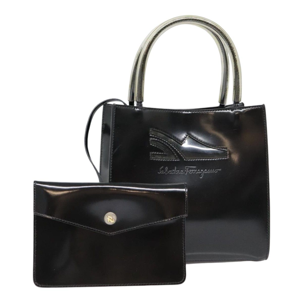 Salvatore Ferragamo Black Leather Handbag (Pre-Owned) Size ONE SIZE - 16 Thumbnail
