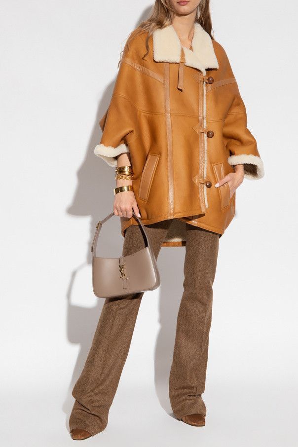 Saint Laurent Paris $11K VALUE Leather and Shearling Cape Jacket Size XS / US 0-2 / IT 36-38 - 3 Thumbnail