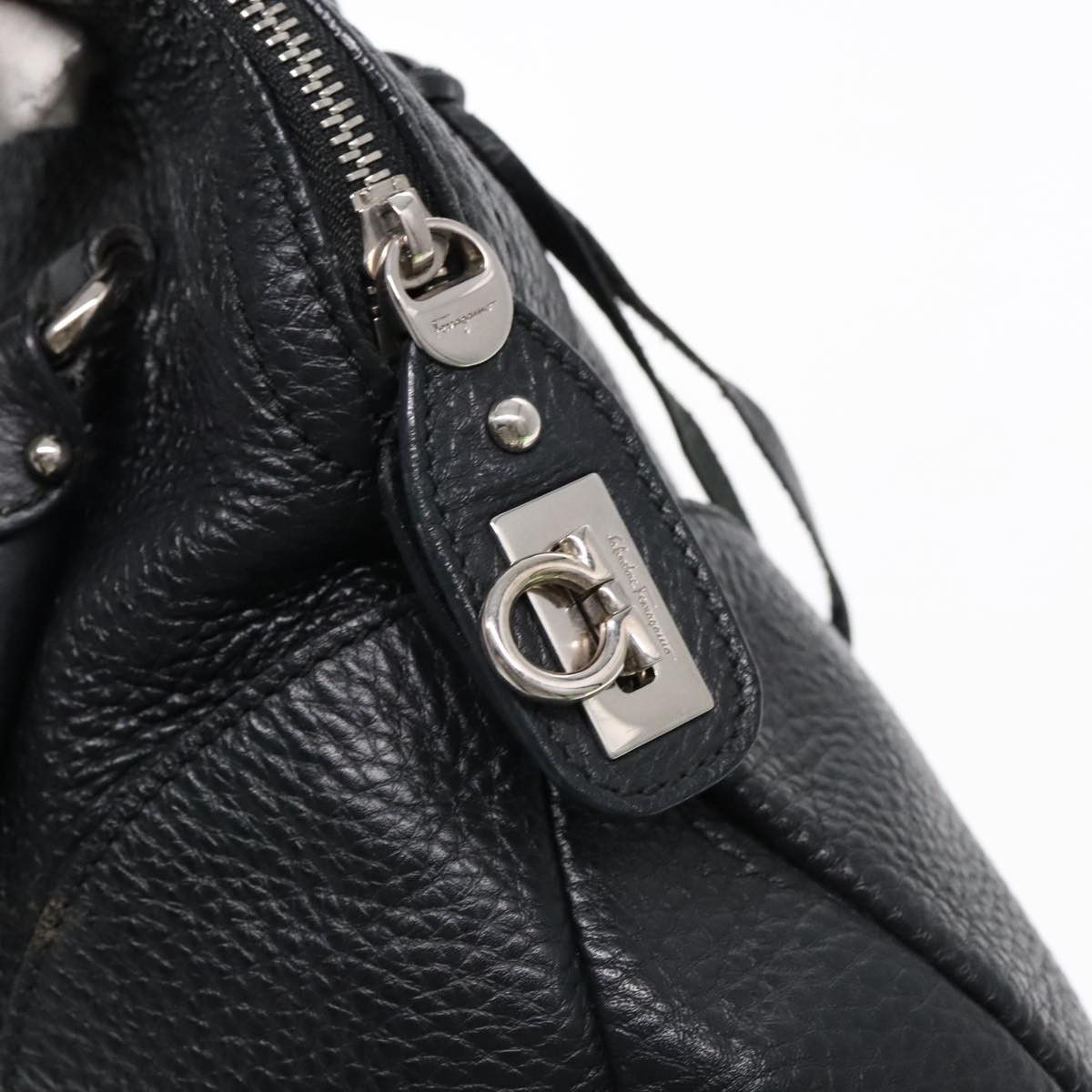 Salvatore Ferragamo Gancini Black Leather Handbag (Pre-Owned) Size ONE SIZE - 12 Thumbnail