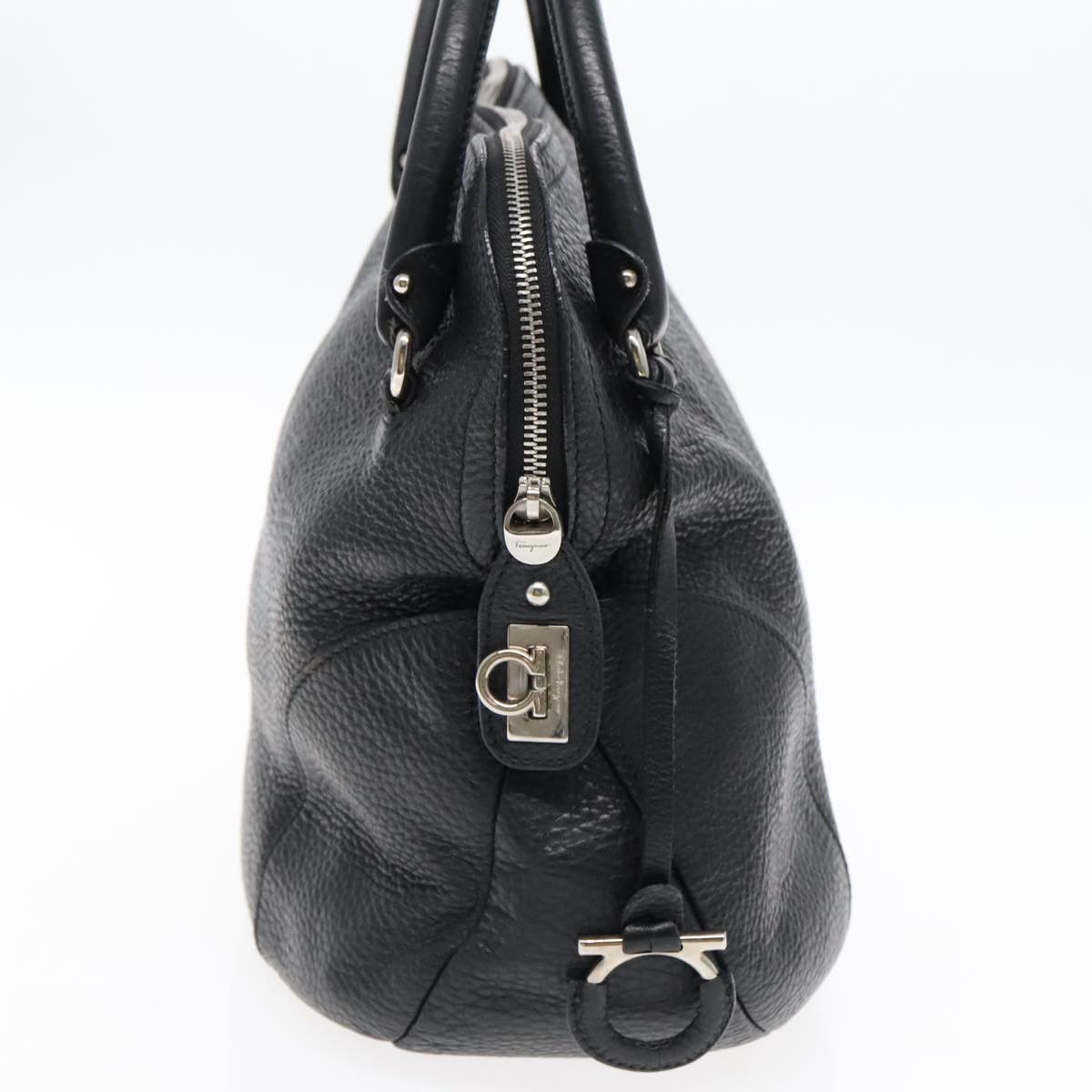 Salvatore Ferragamo Gancini Black Leather Handbag (Pre-Owned) Size ONE SIZE - 3 Thumbnail