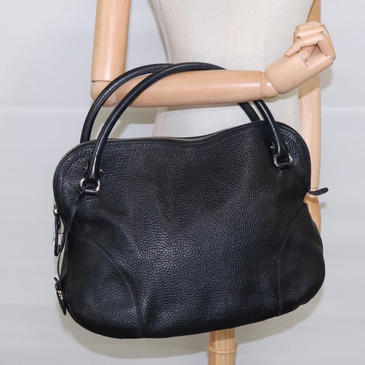 Salvatore Ferragamo Gancini Black Leather Handbag (Pre-Owned) Size ONE SIZE - 17 Thumbnail
