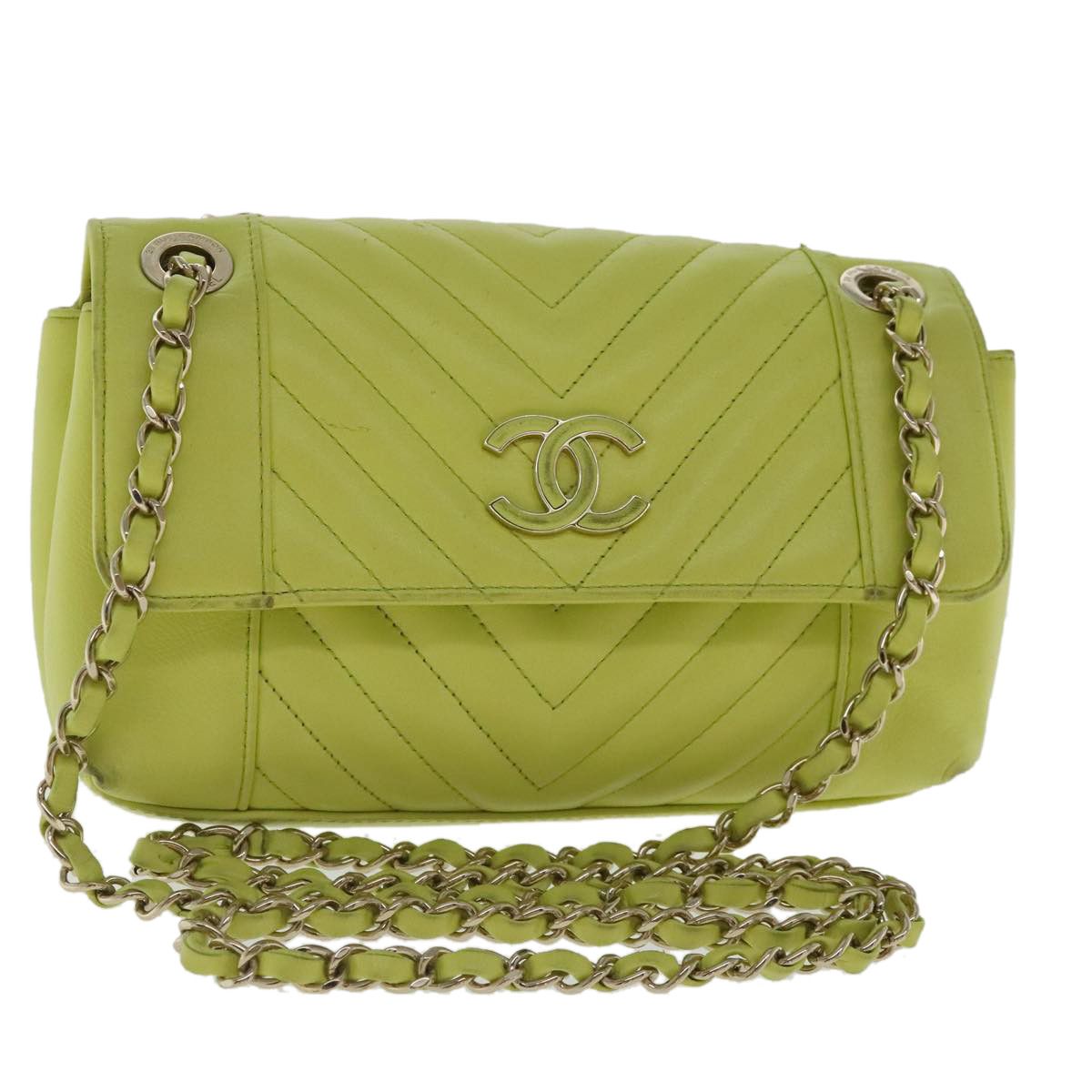 Chanel V-Stich Green Leather Shoulder Bag (Pre-Owned) Size ONE SIZE - 19 Thumbnail