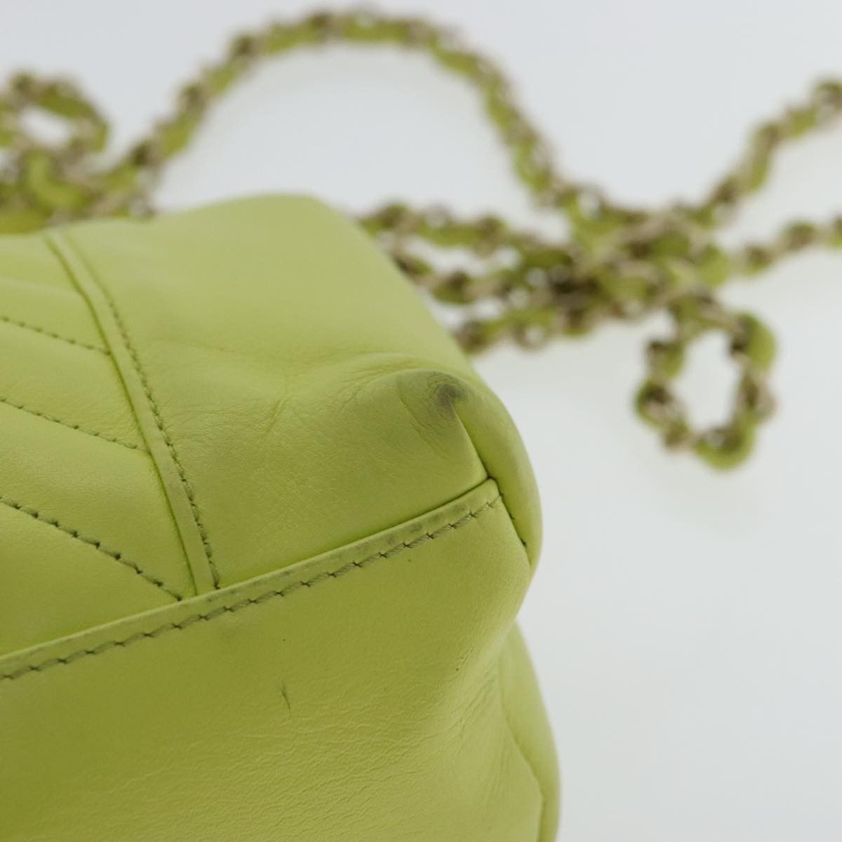 Chanel V-Stich Green Leather Shoulder Bag (Pre-Owned) Size ONE SIZE - 10 Thumbnail