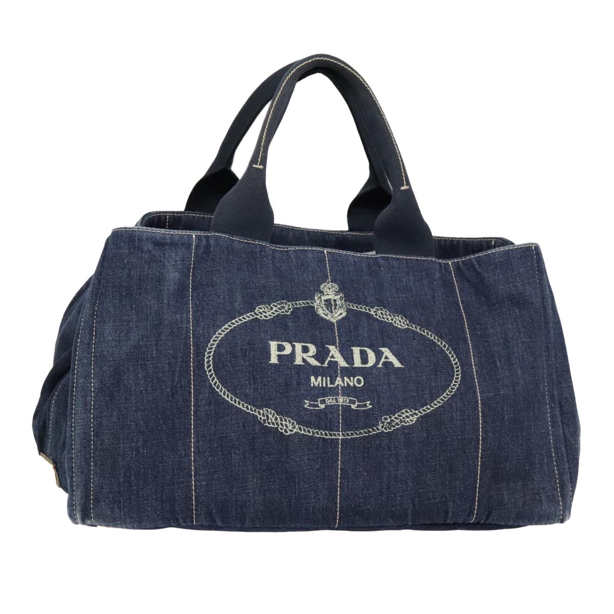 Prada Canapa Navy Canvas Handbag (Pre-Owned) Size ONE SIZE - 17 Thumbnail